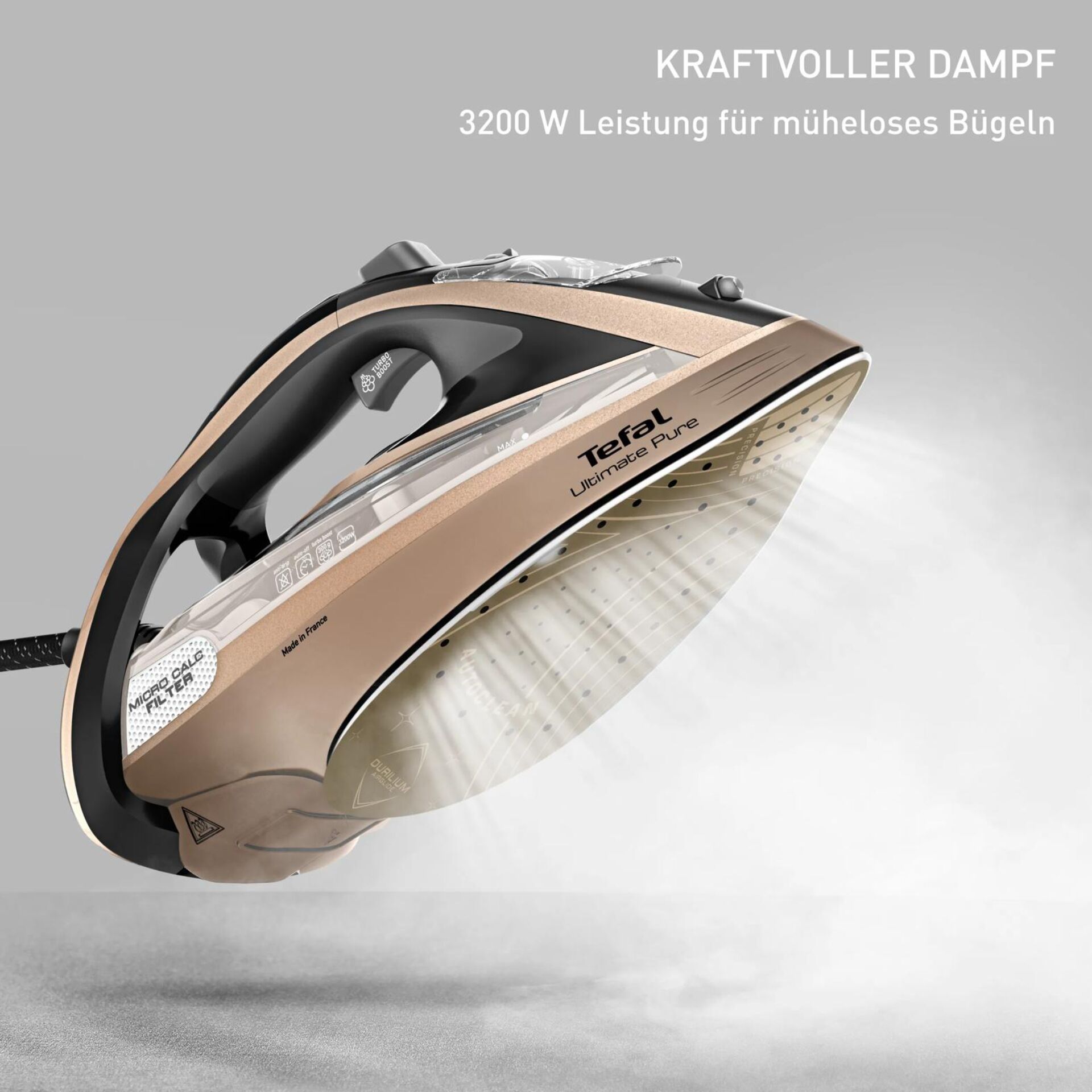 Handheld iron, Ceramic soleplate, Corded iron, Steam iron, Beige black