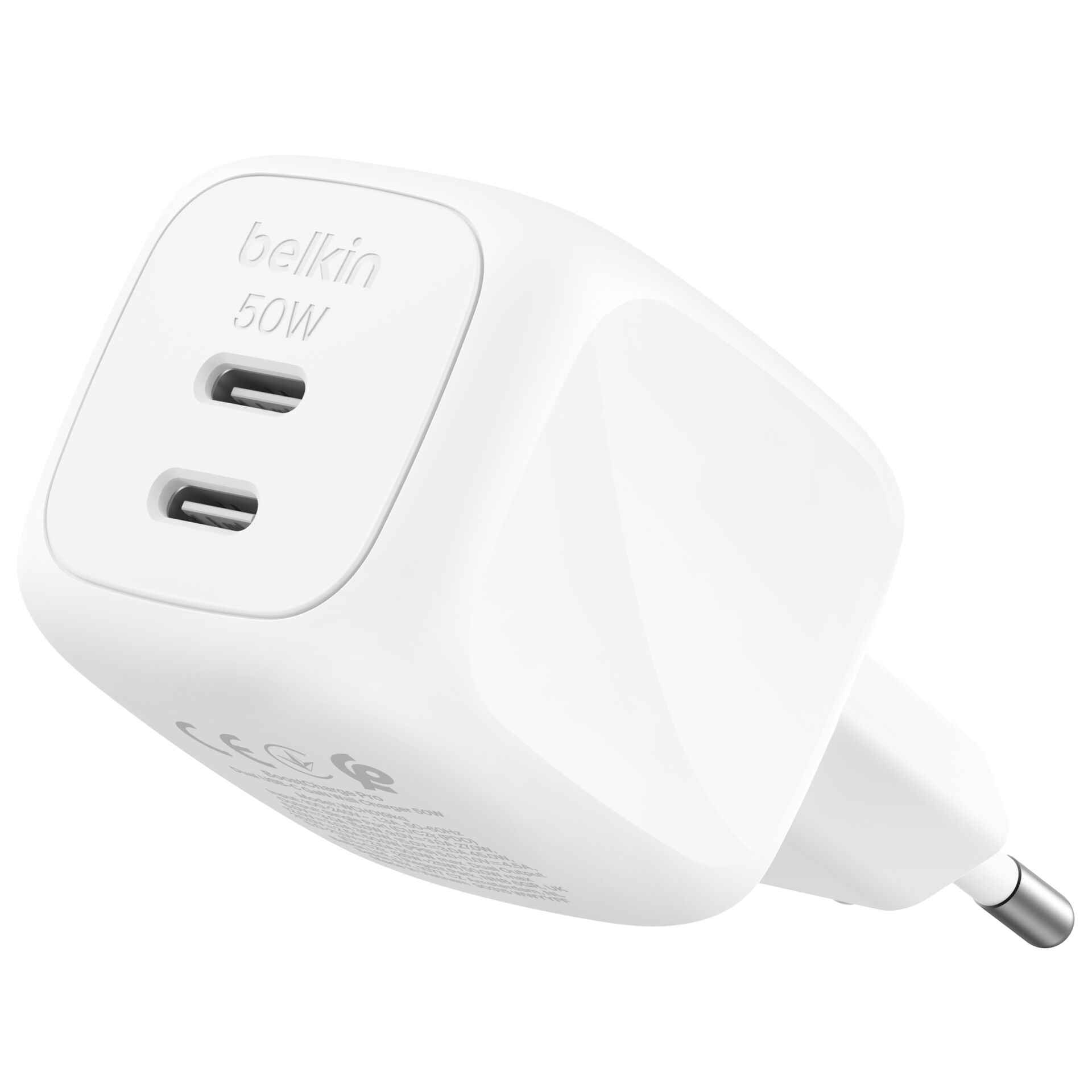 Belkin Ladegerät Dual USB-C 50W  PD + PPS ,weiß        WCH019kqWH