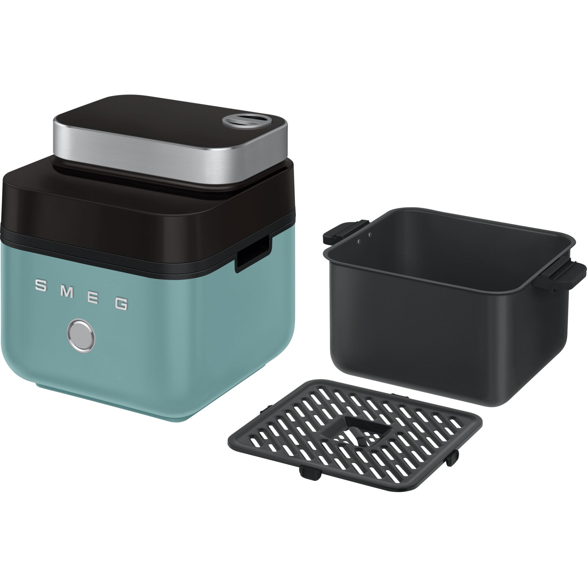 Elektrischer Reiskocher, Kompakte Küchenmaschine, Teal Farbschwarz, Reisbehälter, Aroma-Top-Lid