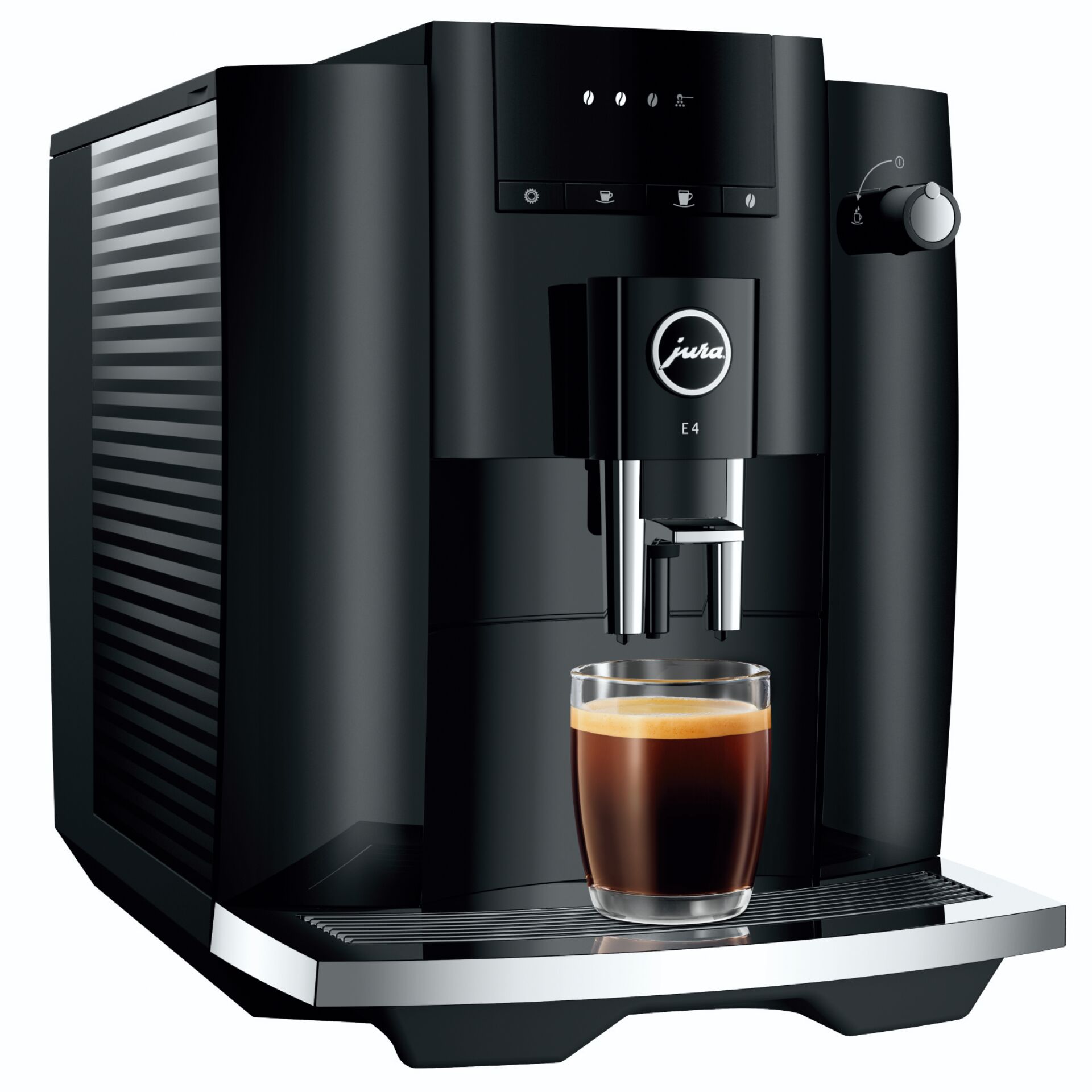 Kaffeemaschine, Espressoautomat, E 4, Schwarz, Glasbecher