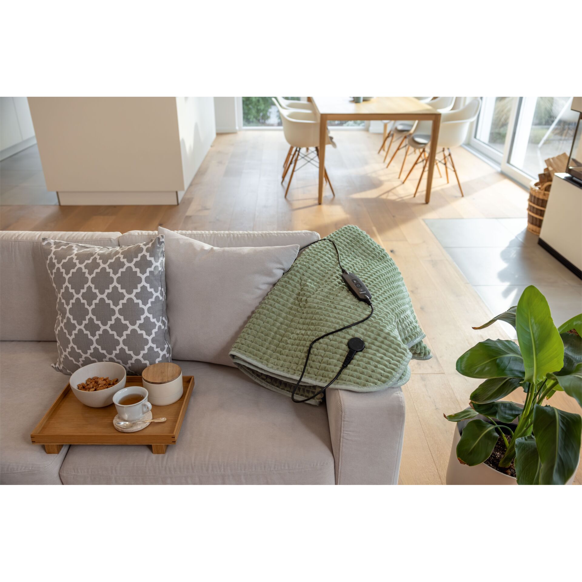 sofa, couch, decke, wurfdecke, fernbedienung?