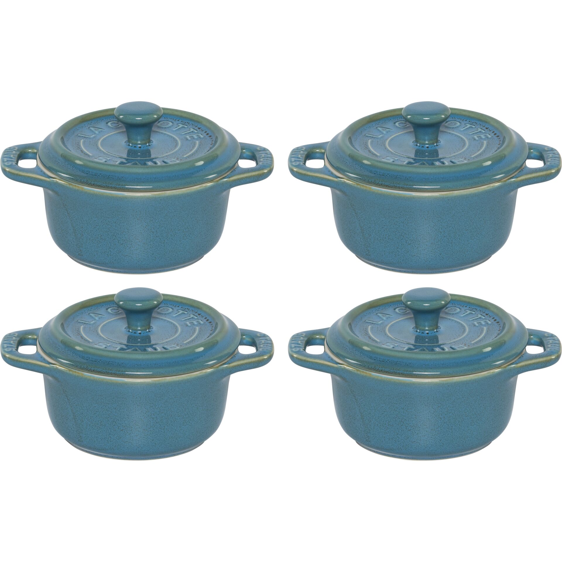 Staub Mini Cocotte Set 4-tlg.  rund, Keramik, antik-türkis
