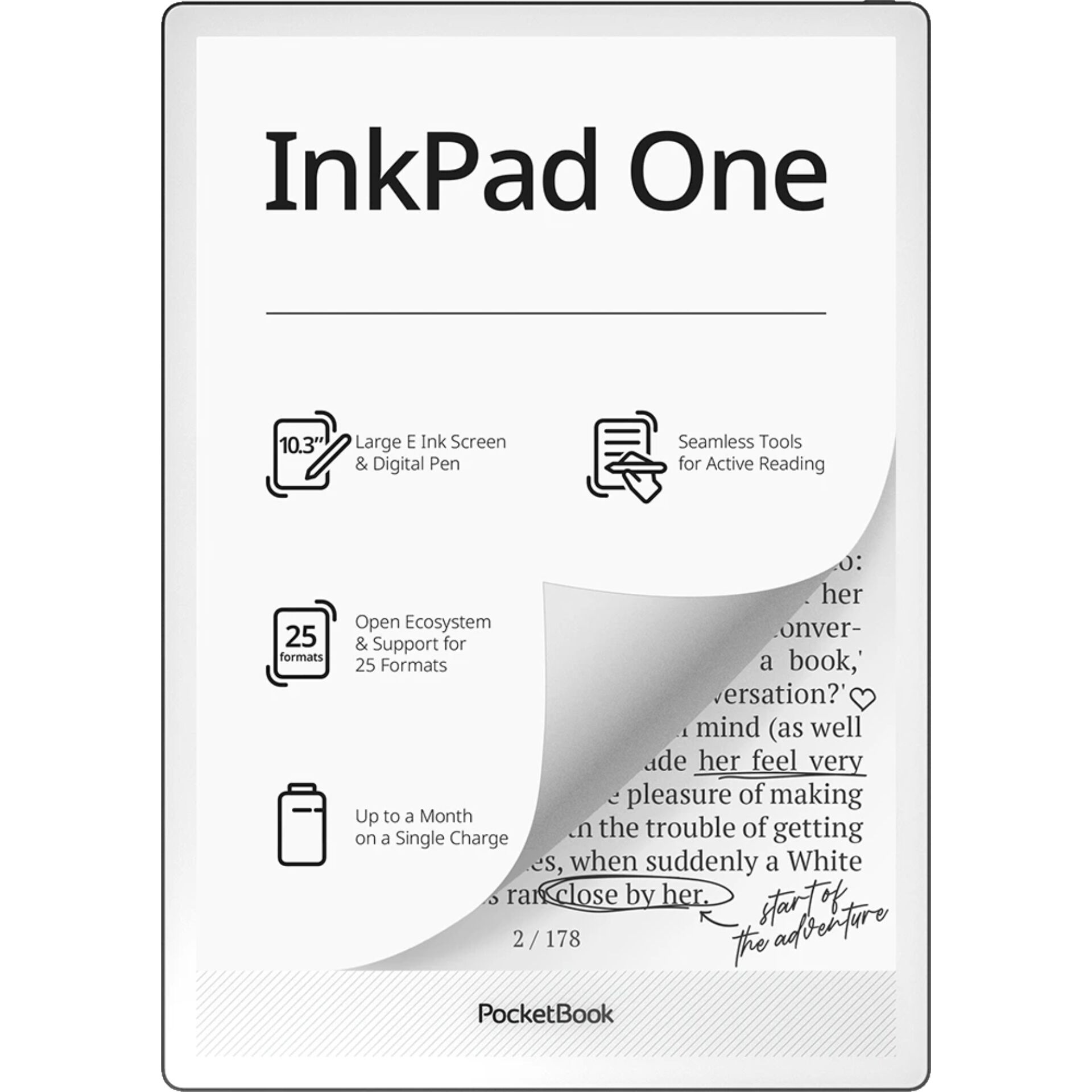 e-reader, InkPad One, digital pen, großer bildschirm, gefaltete seite