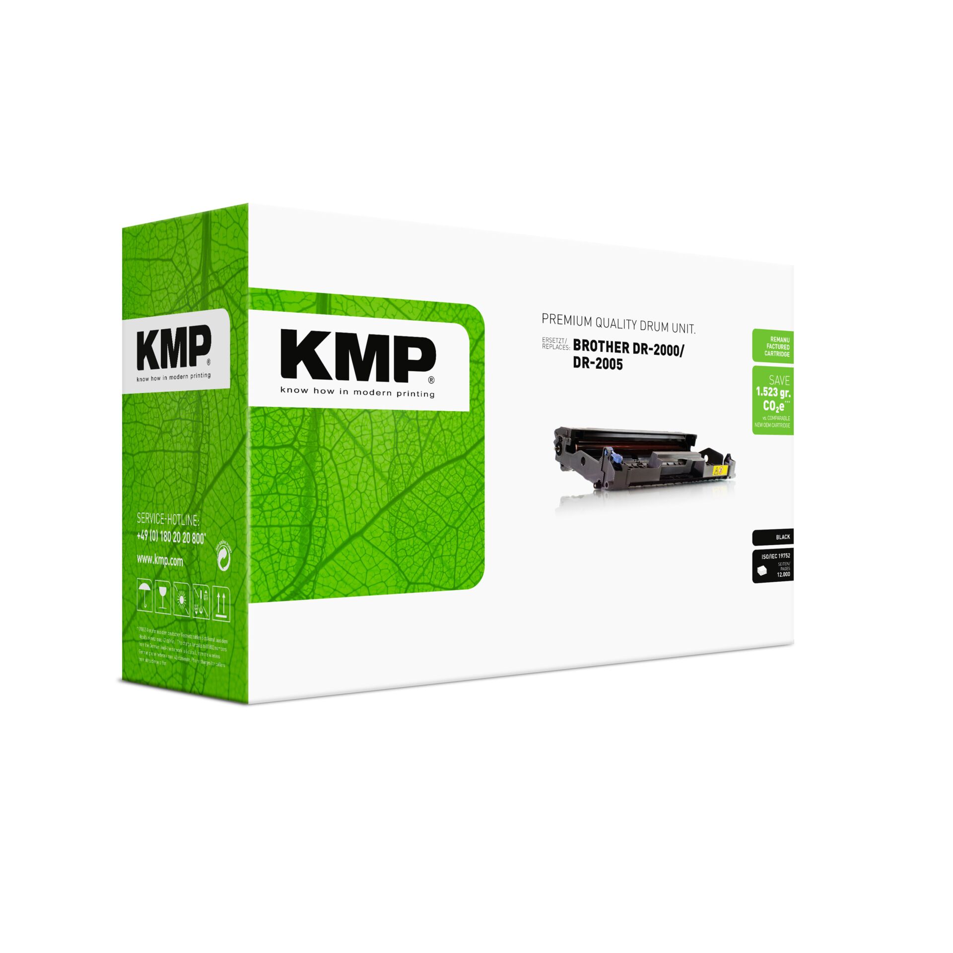 Werbung, Plakat, Visitenkarte, Papier, Text,  Drummodul, Tonerpatronen, KMP, grüne Verpackung, Drucker Ersatzteil