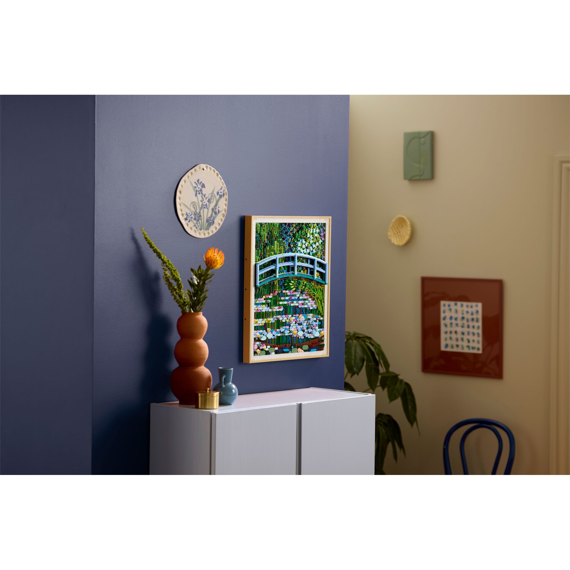 Deko-Bild, Wohnzimmerkunst, Wandbild, Blumenmosaik, Bilderrahmen