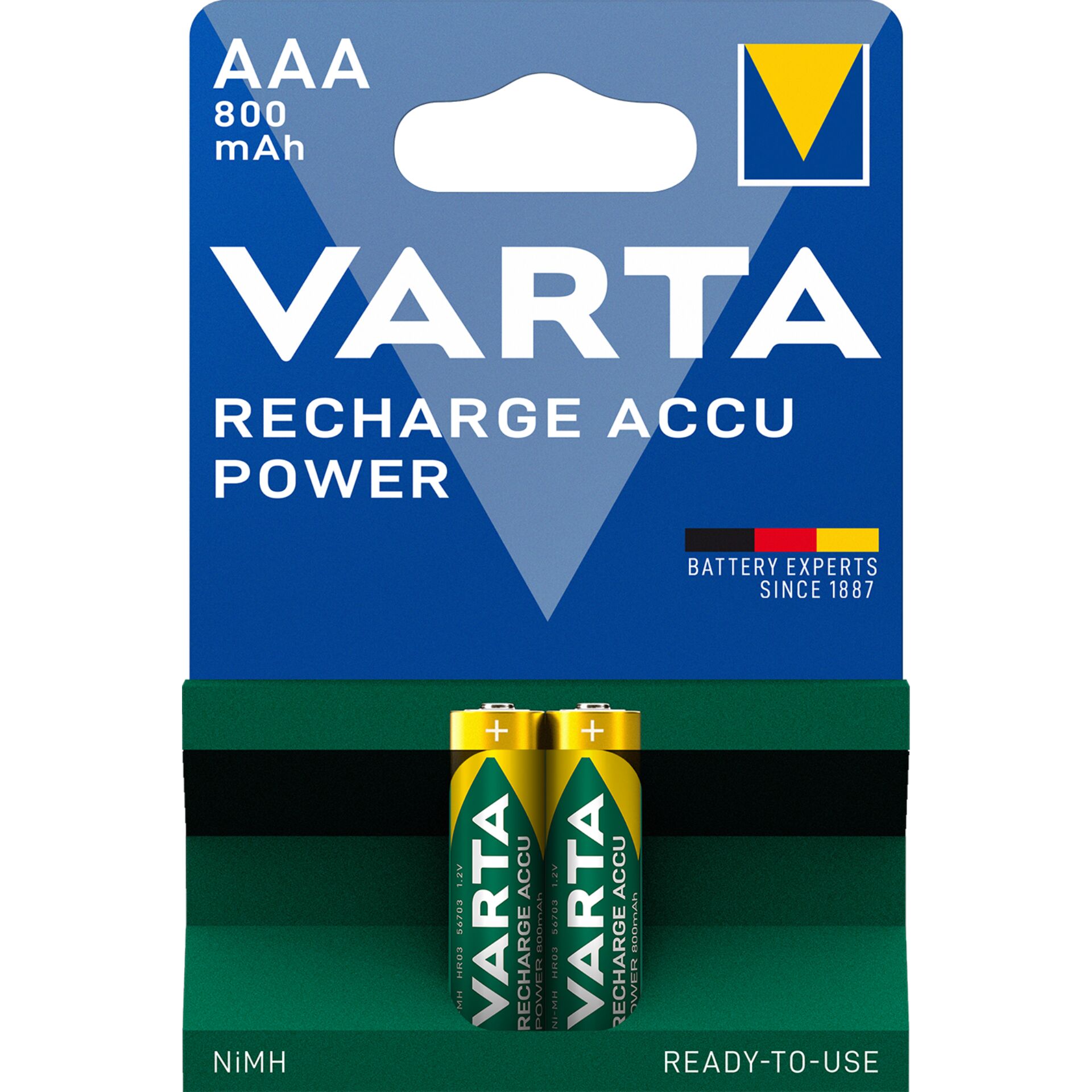 1x2 Varta Rechargeable Accu AAA  Ready2Use NiMH 800 mAH Micro