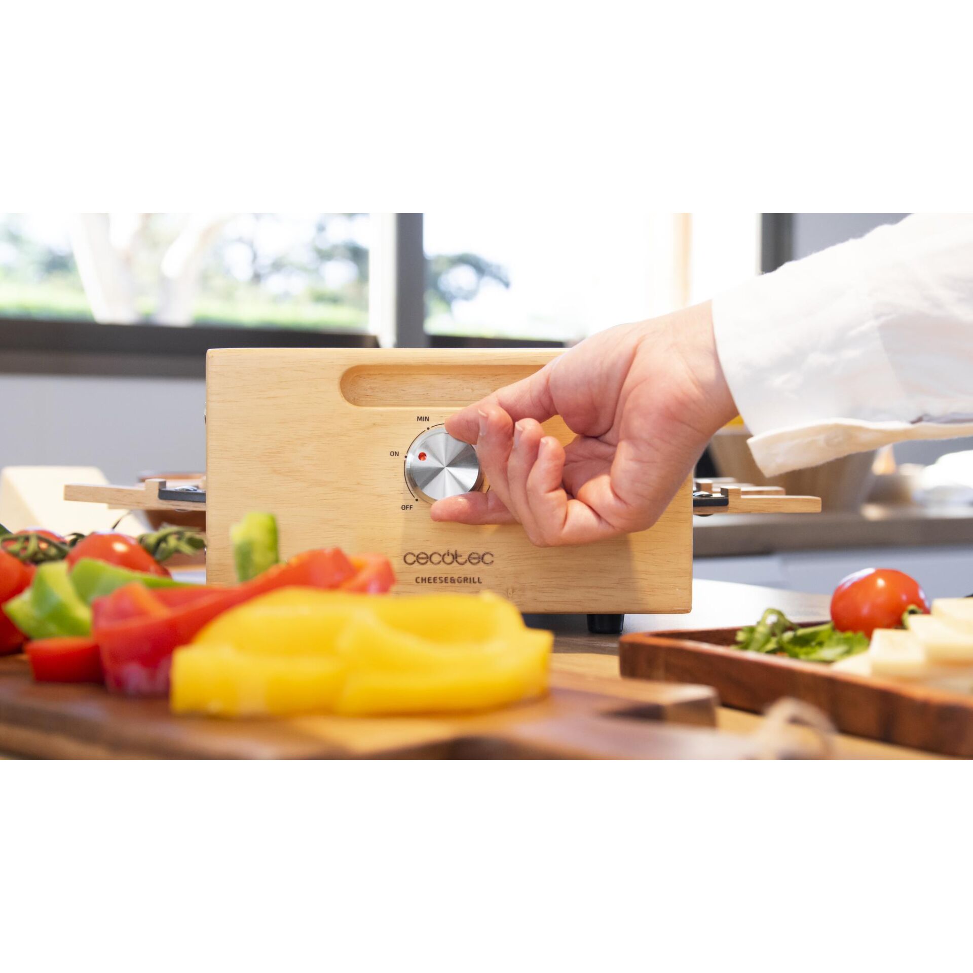 Käsegriller, Käse-Aufschnitt, Holzkästchen, Griffknopf, Küchengerät