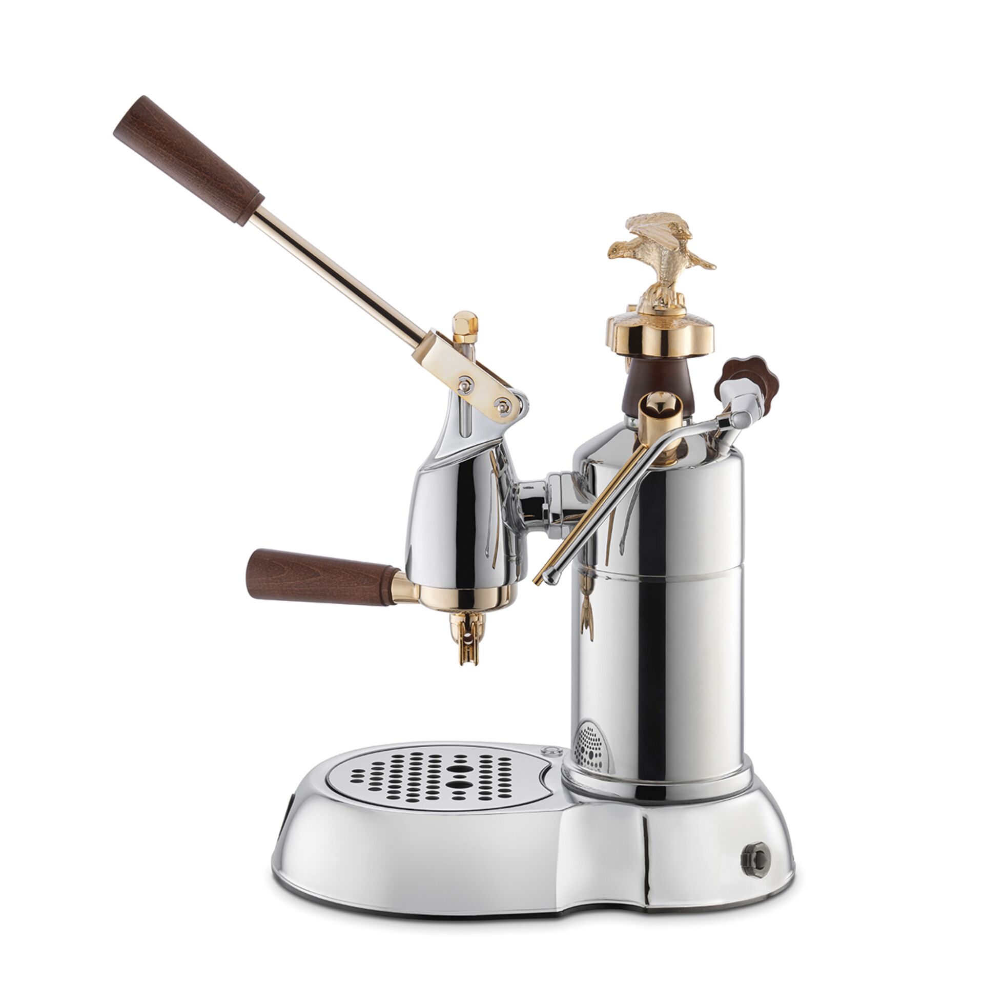 Pokal, Rauchrohr, Espresso-Setup, Portafilter, Steam-Piston, Chromed-Polished, Manual-espresso