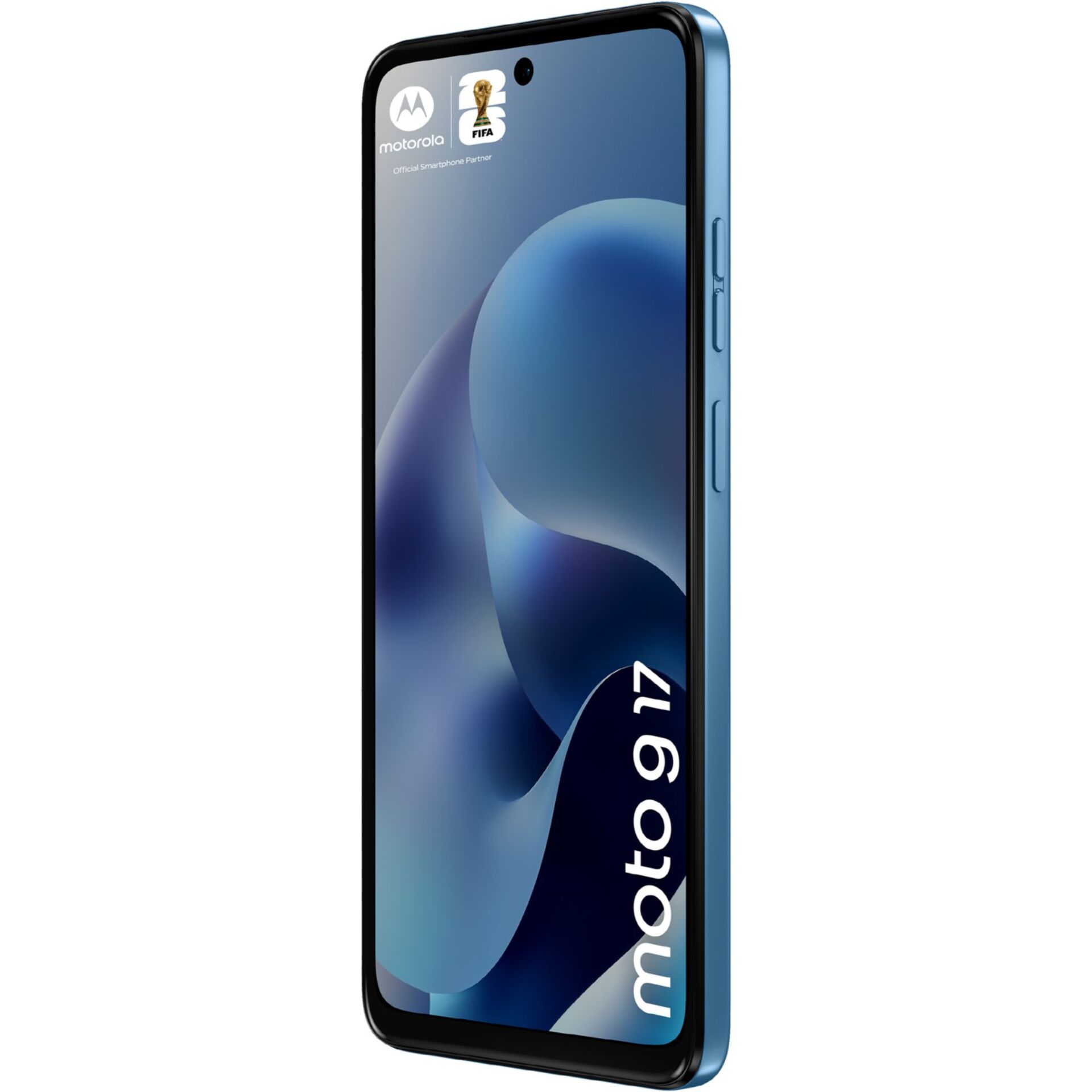 smartphone, blau, Doppelseiten-Tasten, Wassertropfen-Notch, Motorola