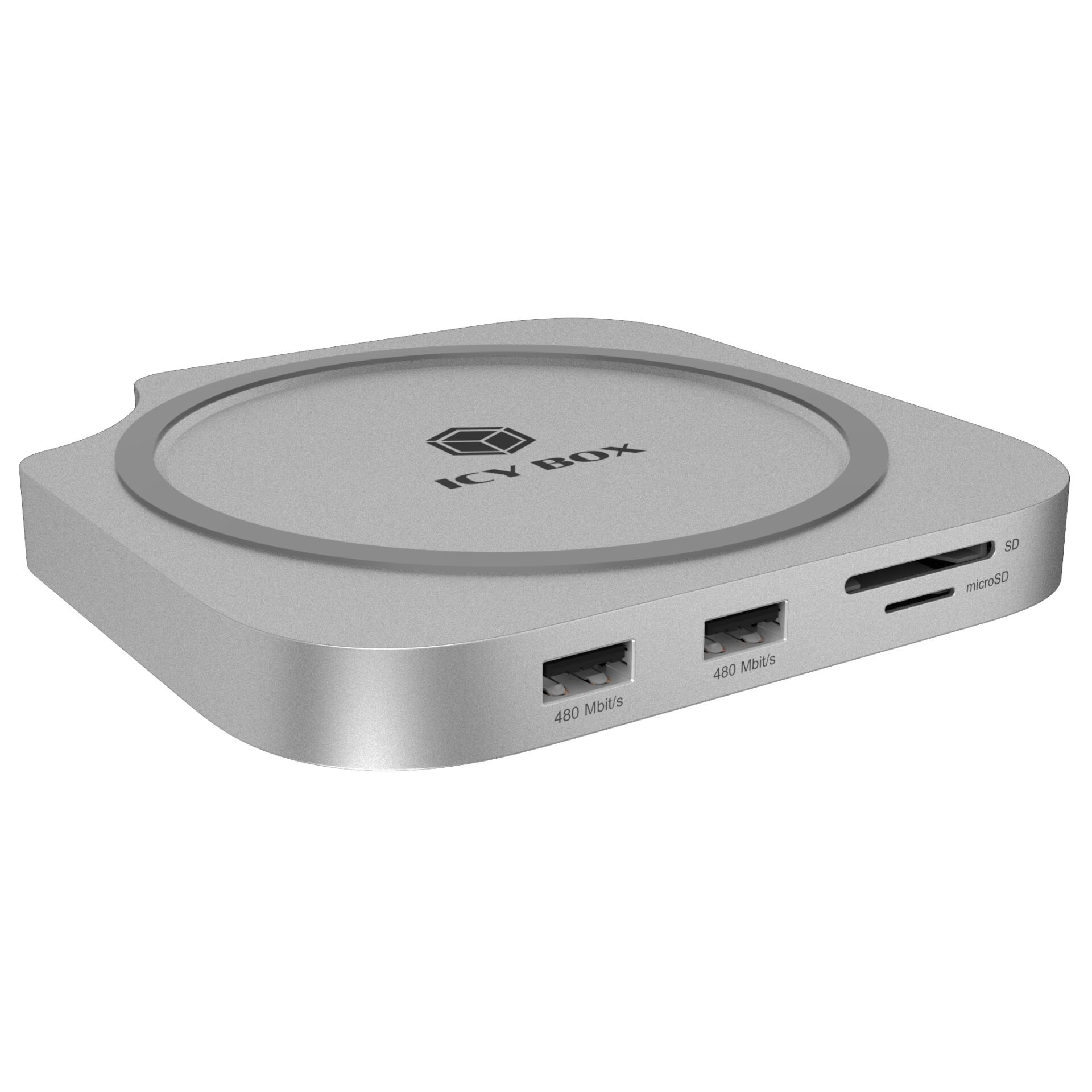 USB-Hub, Ethernet-Ports, SD-Kartensteckplatz, Eisbox, Aluminium