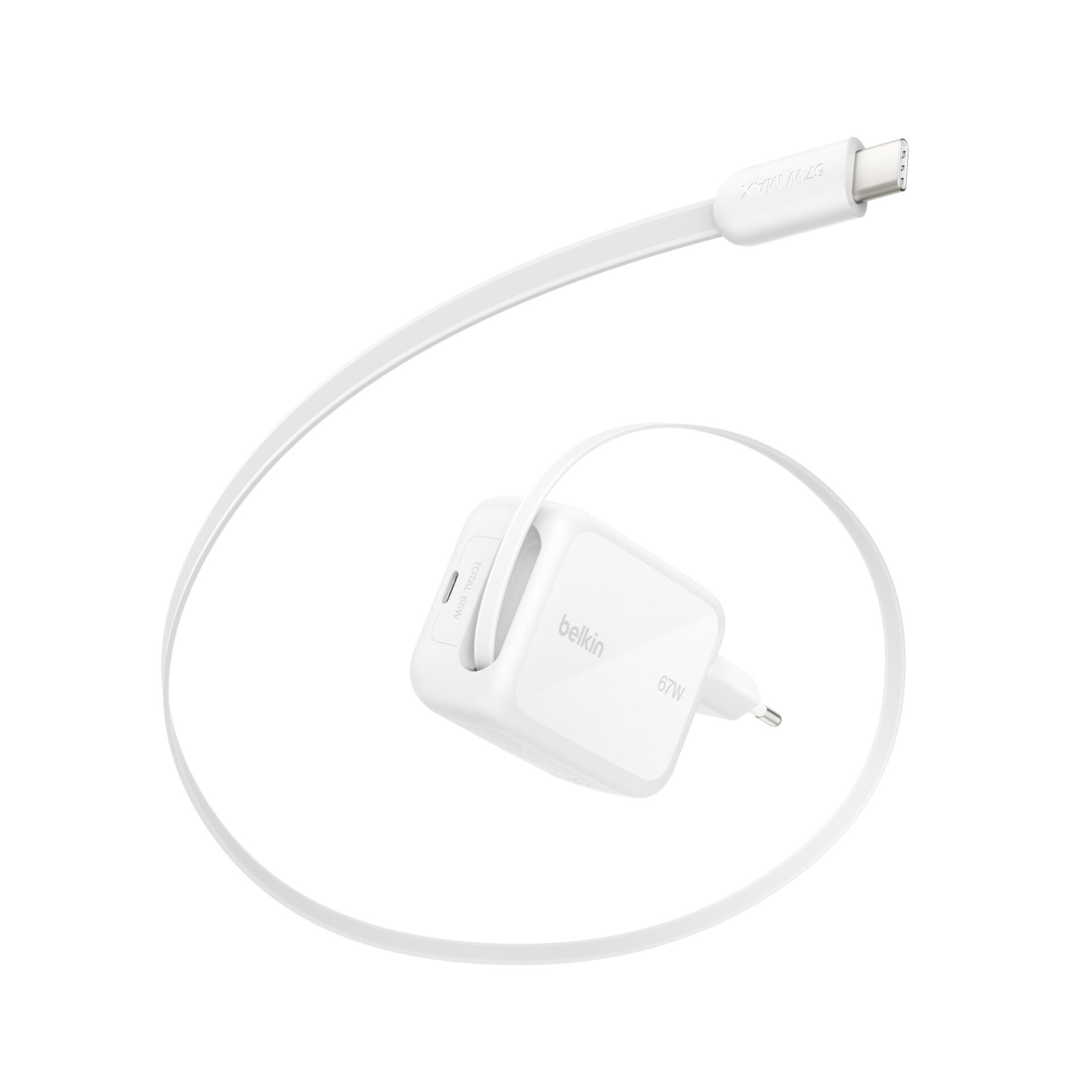 Belkin BOOST Charge Pro 67W Dual  GaN einziehb.Kabel ws WCH022kqWH