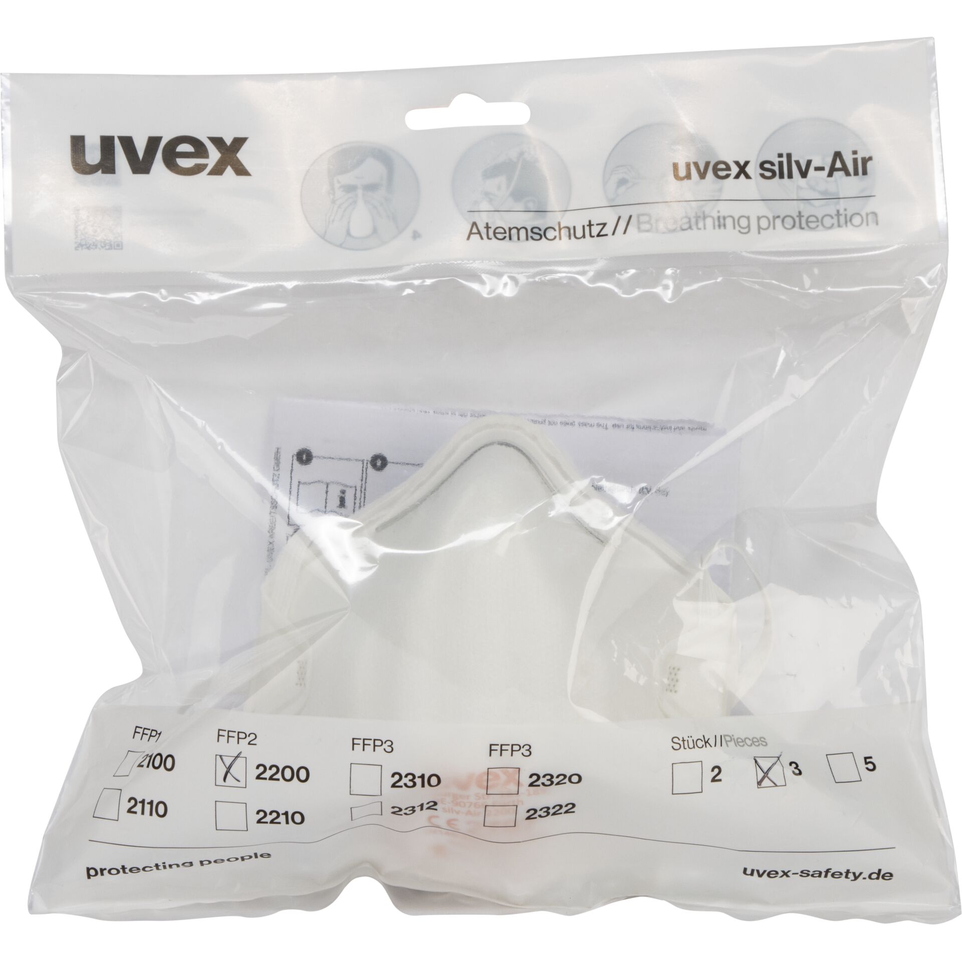 Mundschutz, Atemschutz, Maskenpack, Weiß, Uvex