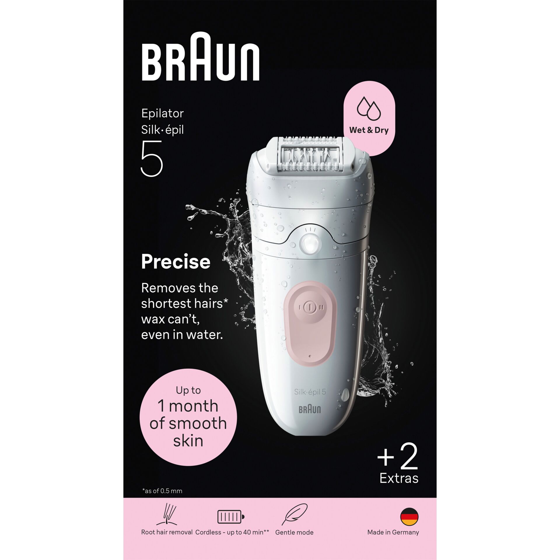 epilator, silk-épil, 5, Wet & Dry, pink panel