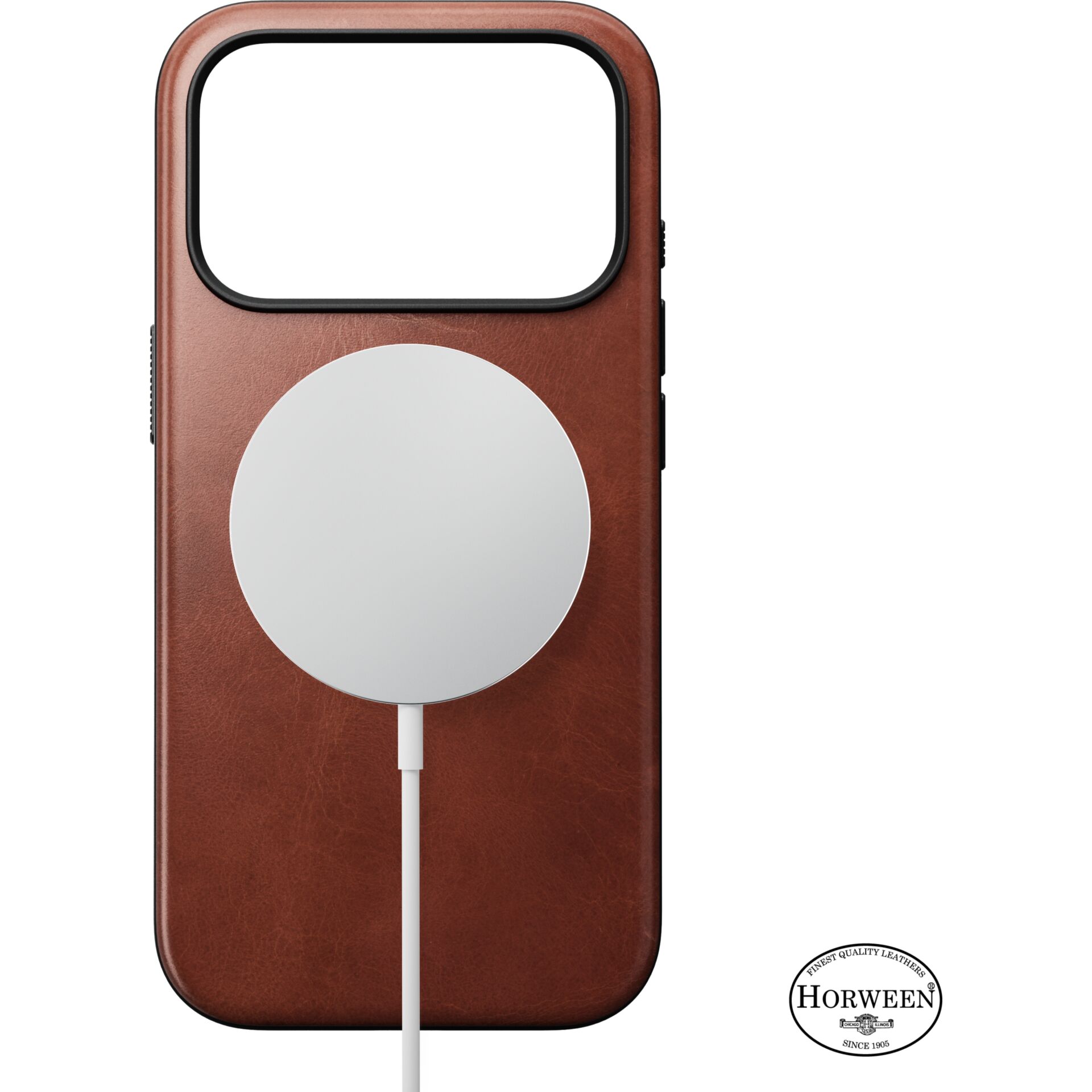 phone case, Leder, braun, Magnet-Ladegerät, kabellose Ladestation