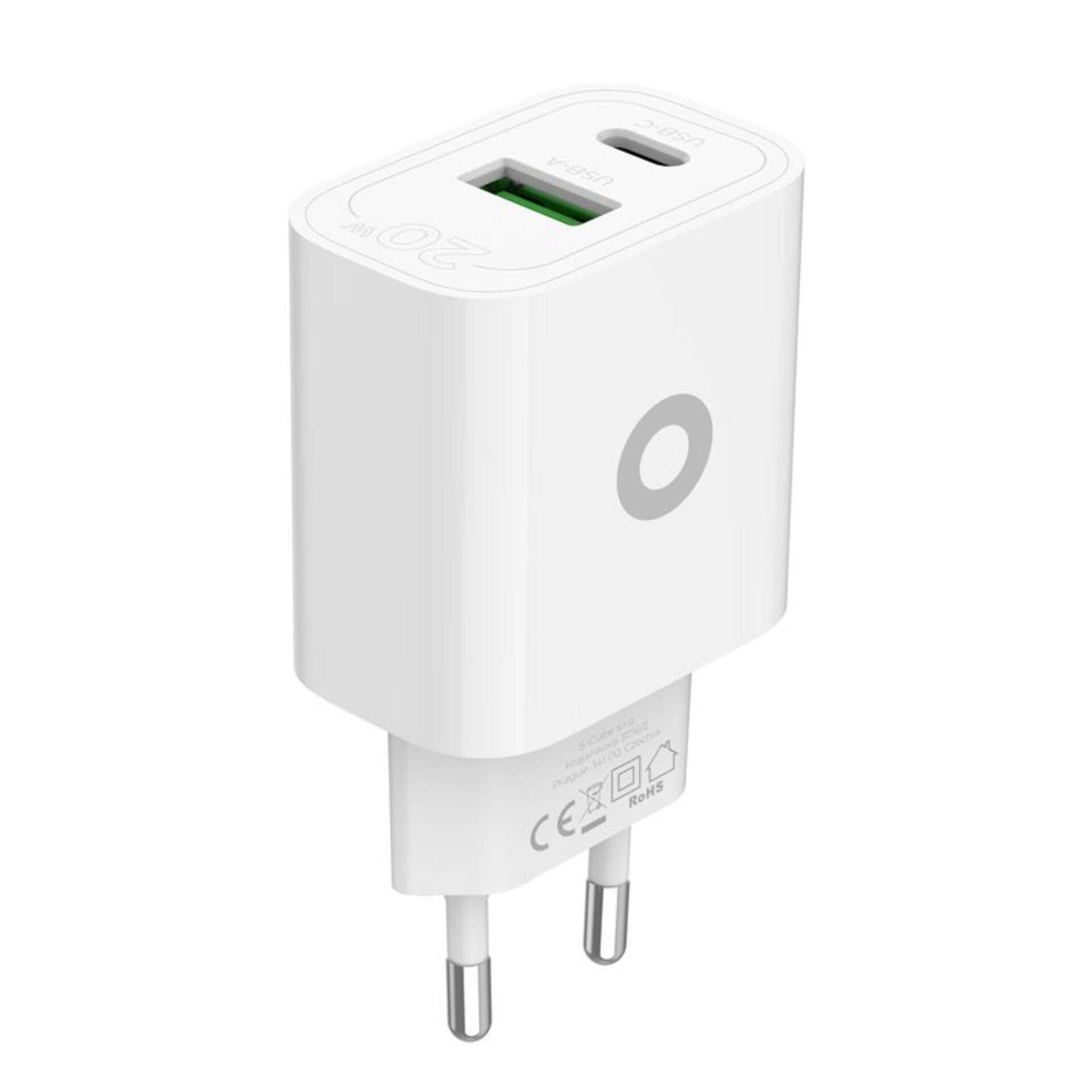 USB-A, USB-C, Wandlader, Weiß, Adapter