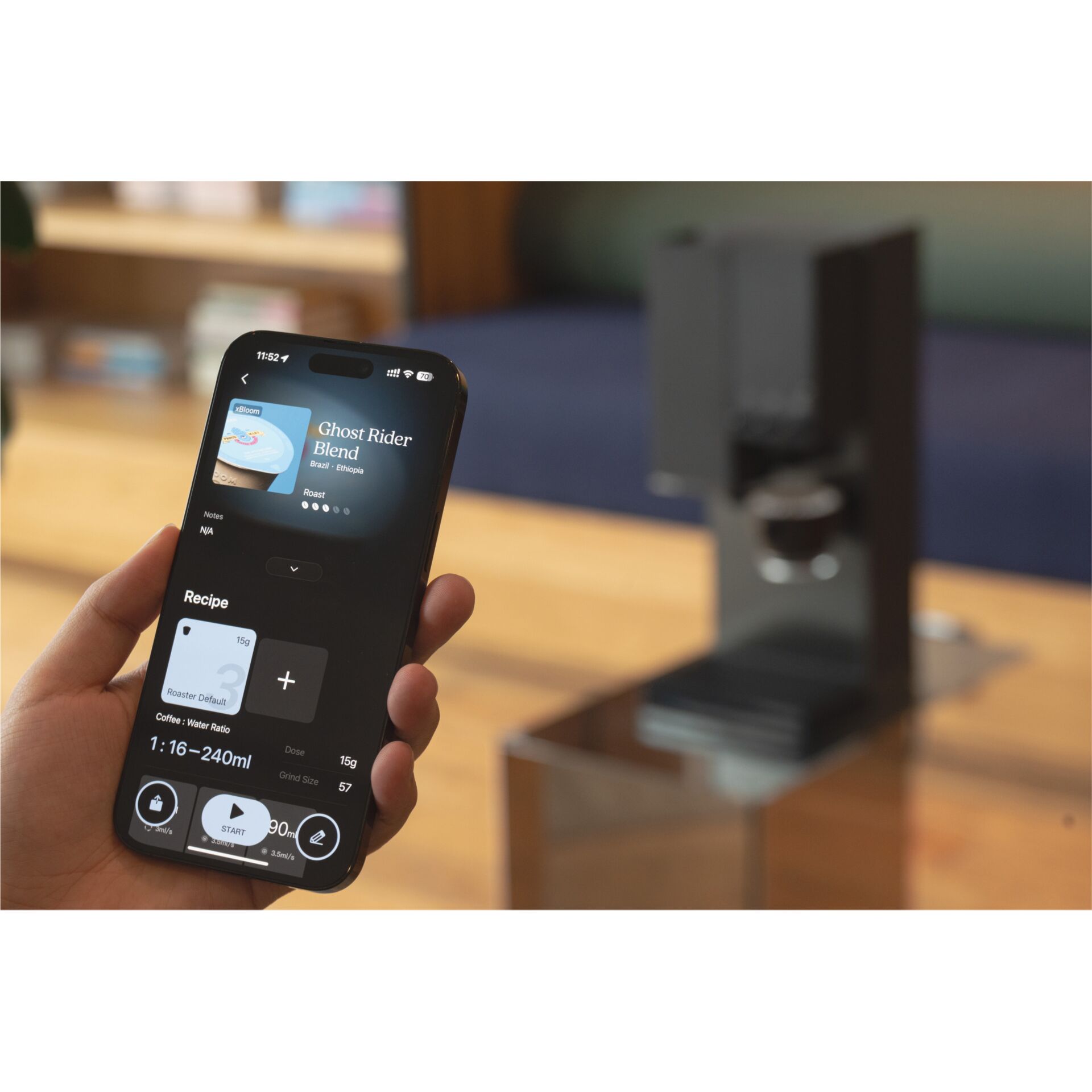 smartphone, kaffeemaschine, app, brühen, bildschirm-ui