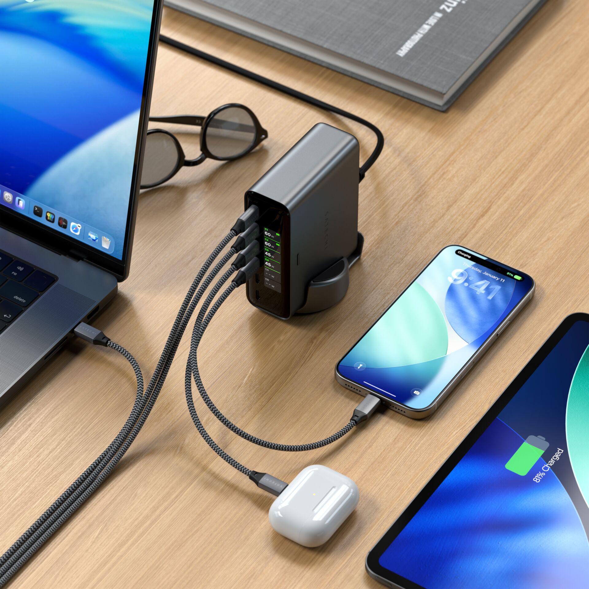 Ladegerät, Hub, USB-C, Laptop-Zubehör, Smartphone-Ladegerät