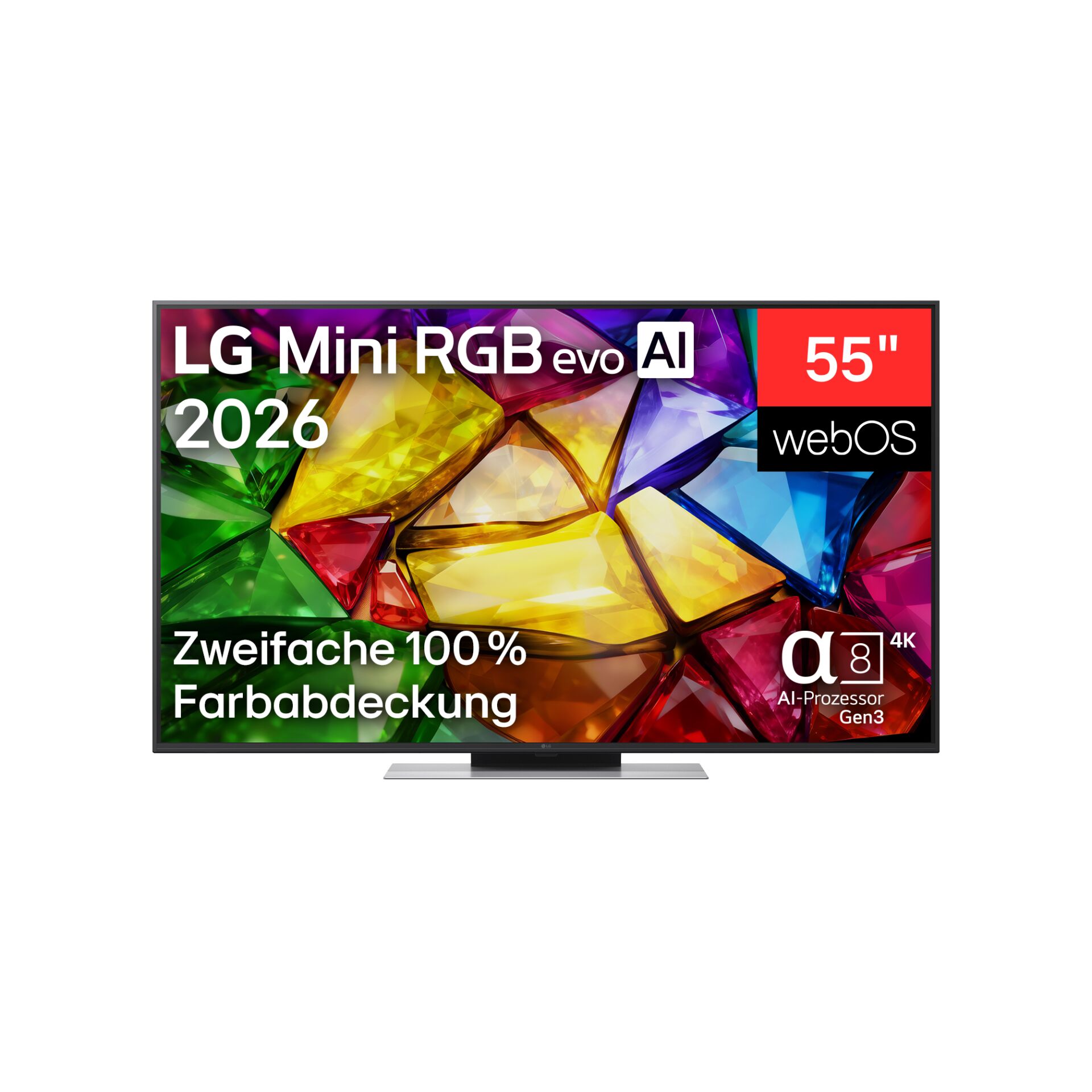 55 Zoll, LED-TV, 4K, AI-Prozessor, Farbdarstellung