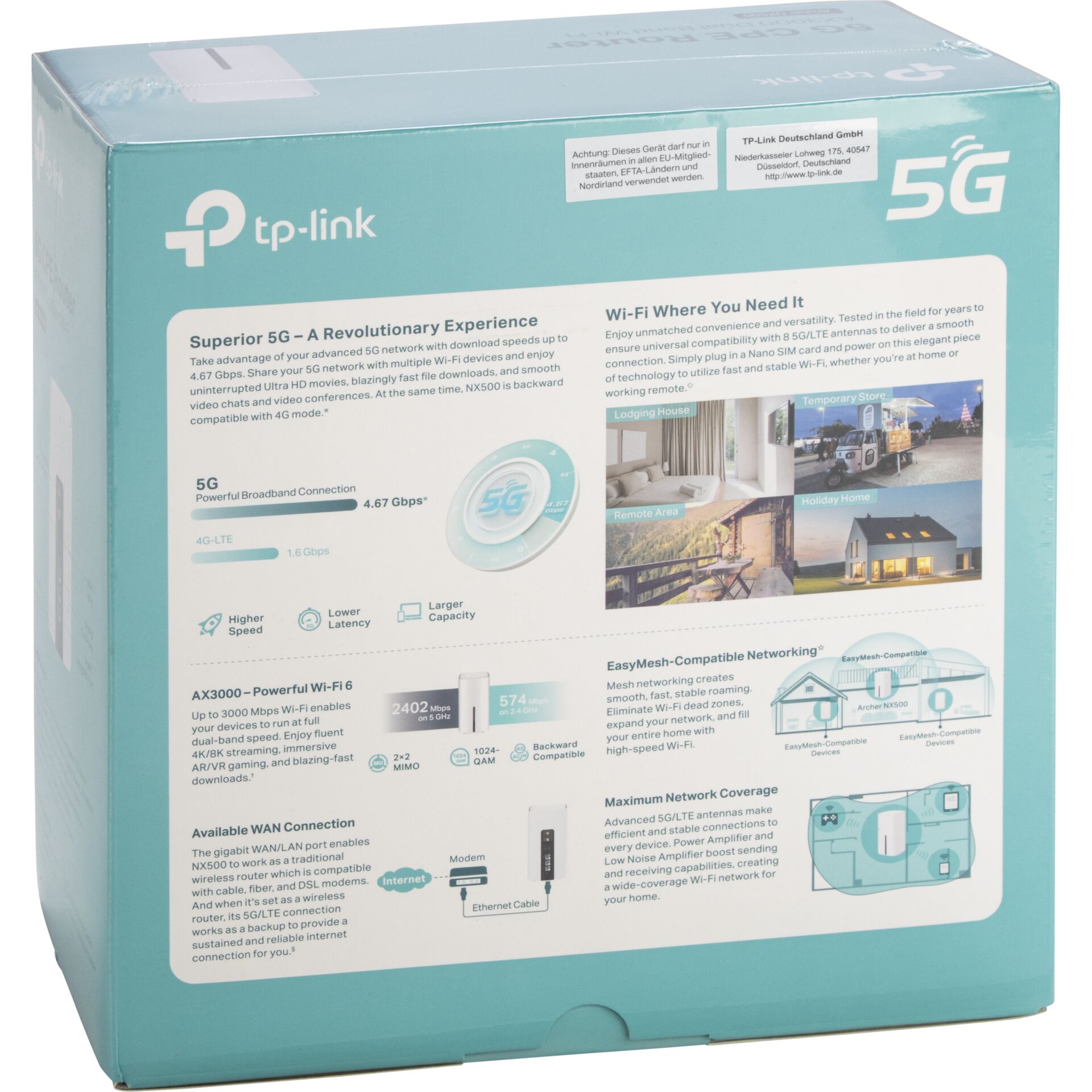 5G, WLAN, Router, Verpackung, NX5000