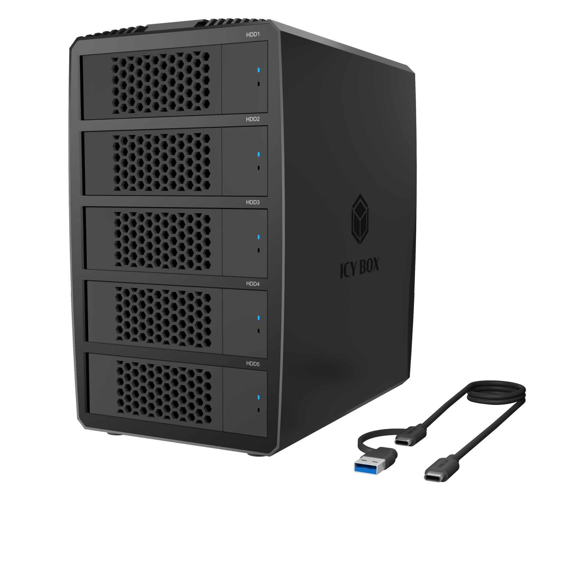 NAS, 5-Bay, HDD bays, externes Gehäuse, USB-C