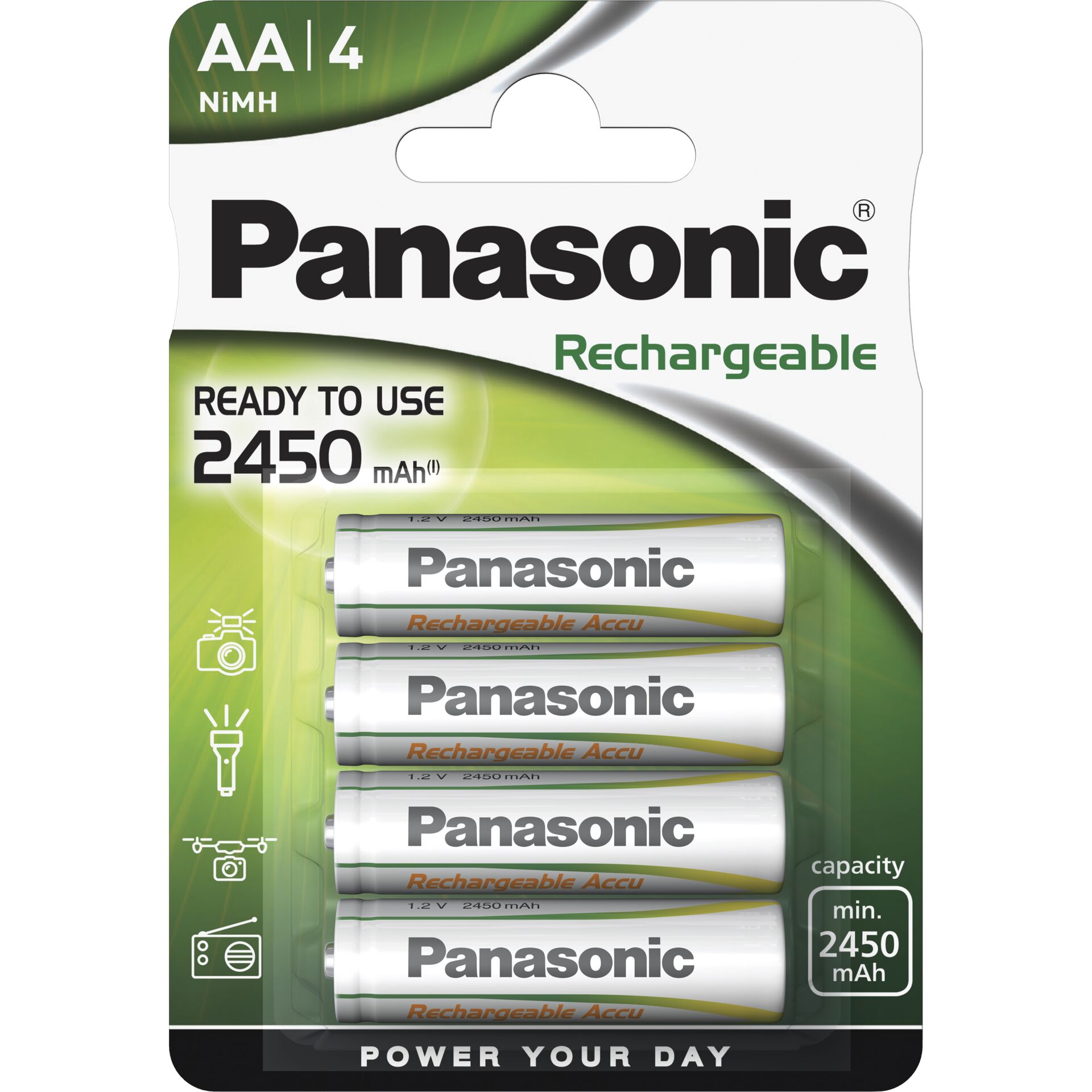 1x4 Panasonic Akku NiMH Mignon  AA 2450 mAh Rechargeable Evolta