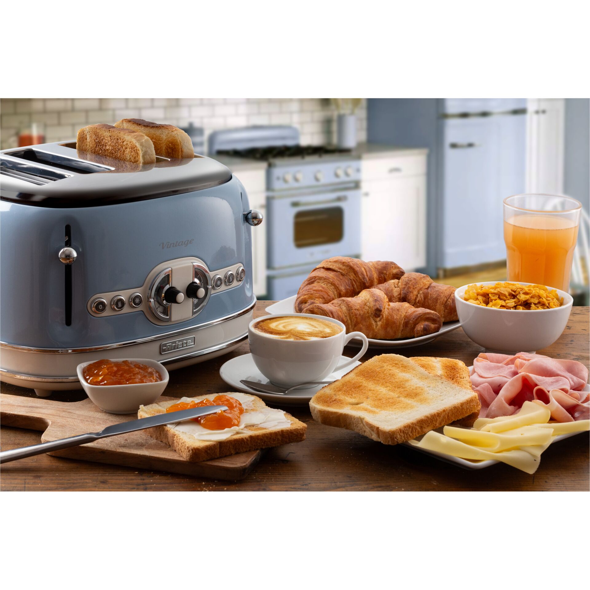 Toaster, Toast, Croissant, Frühstück, Küchengerät