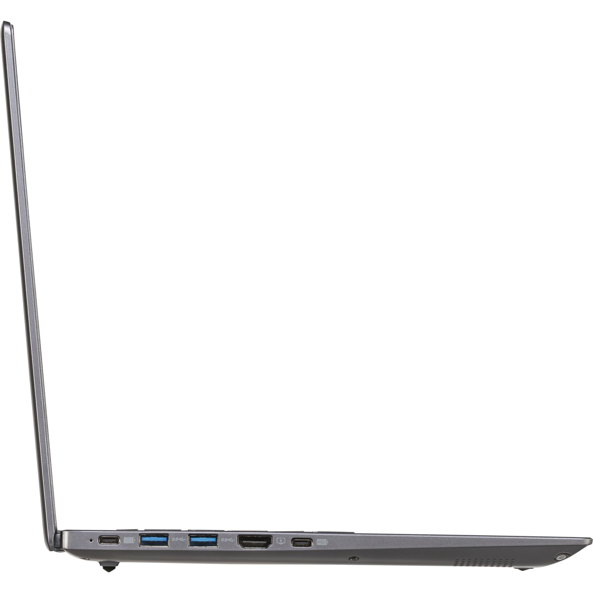 Laptop, Ultrabook, Silber, Seitansicht, Anschlüsse