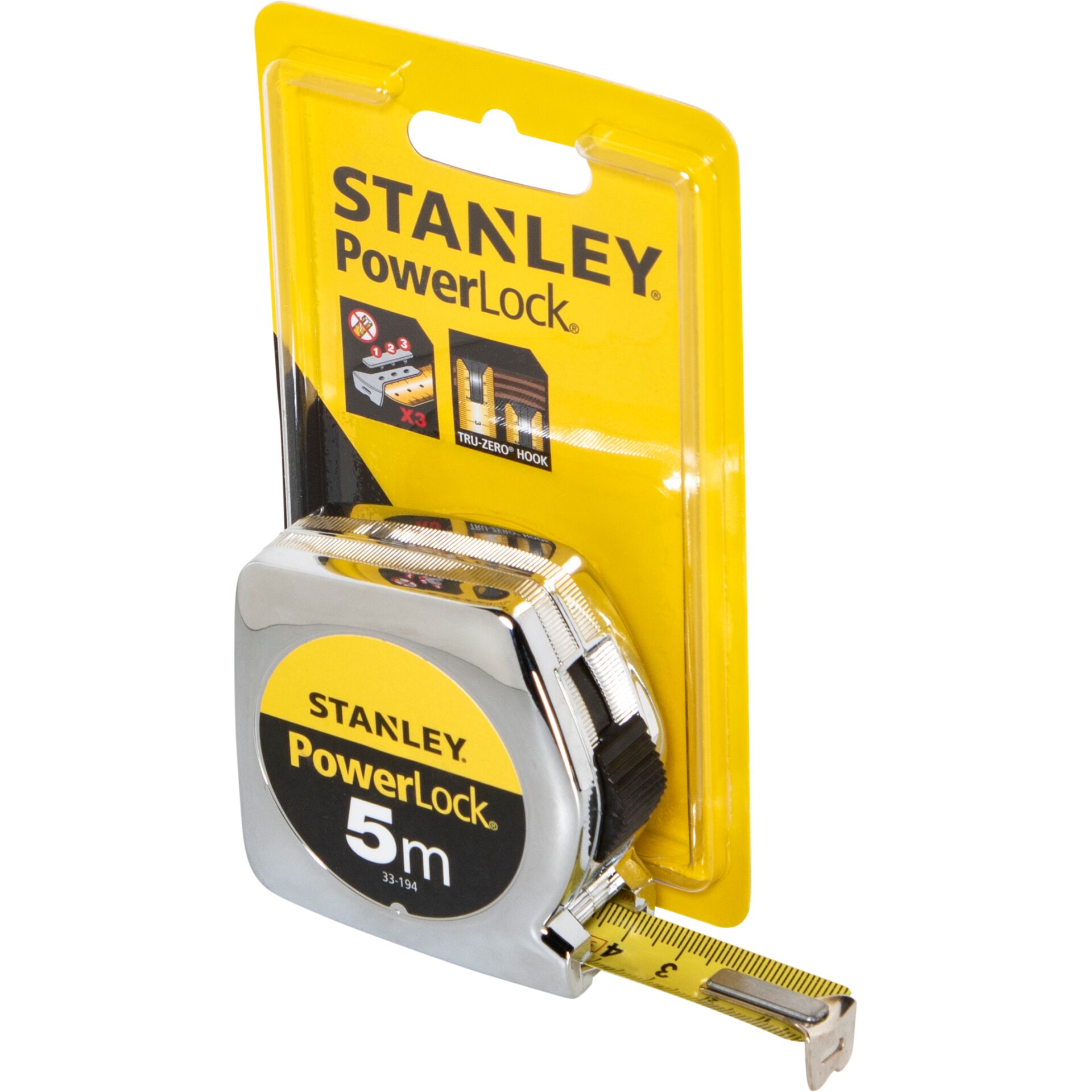 Maßband, Messband, Edelstahl, Gelbe Verpackung, 5 m