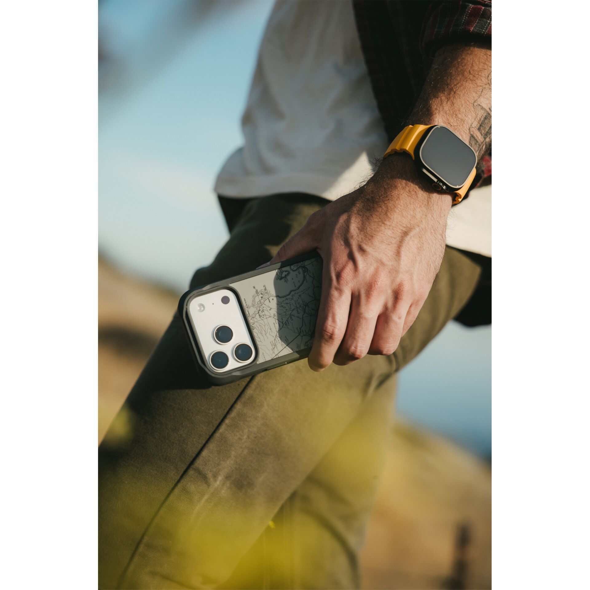 smartwatch, Uhr, gelber Armband, Telefon, Outdoor
