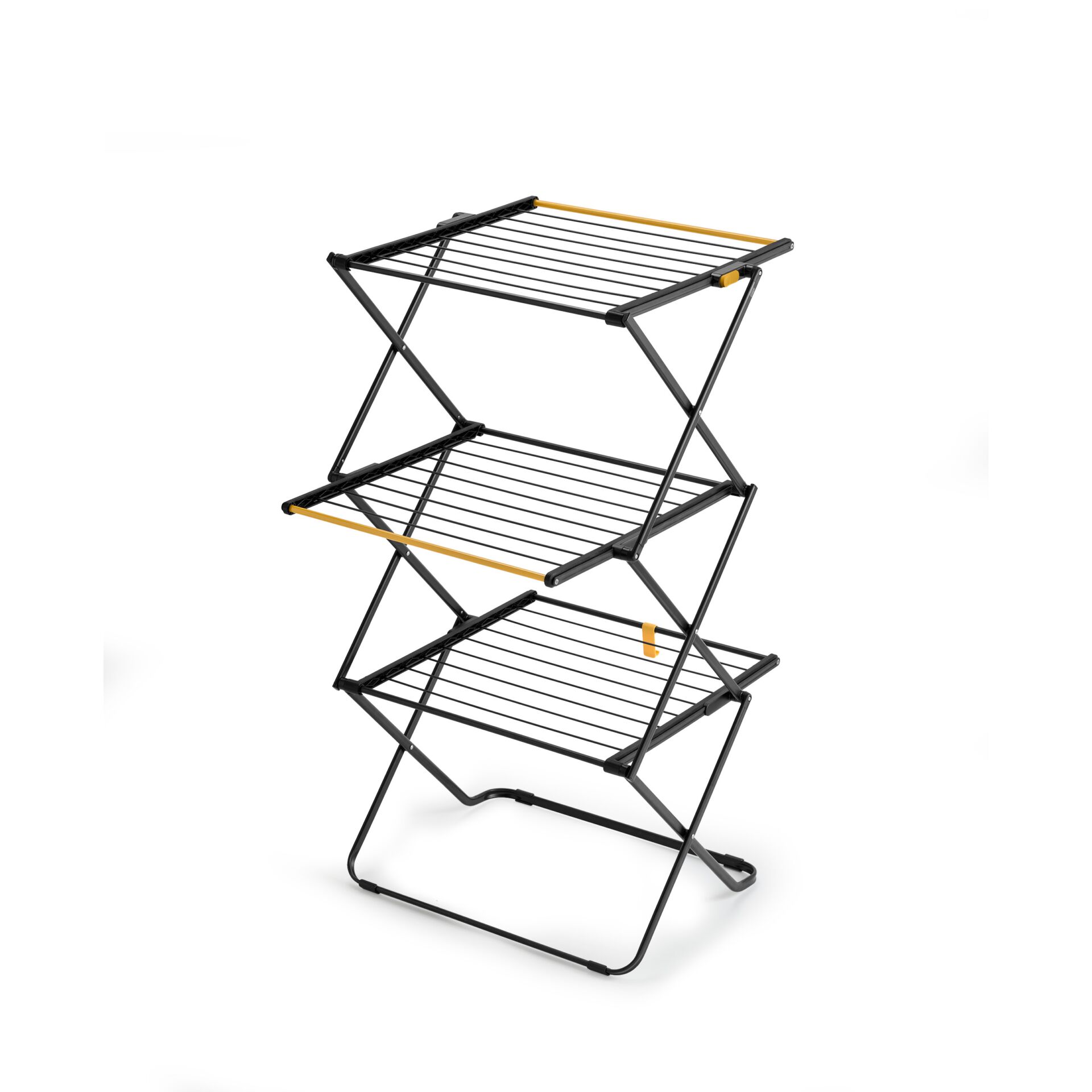 Wäschekorb, Ausziehbares Regal, Metallgestell, Schwarz, Mehrstöckig