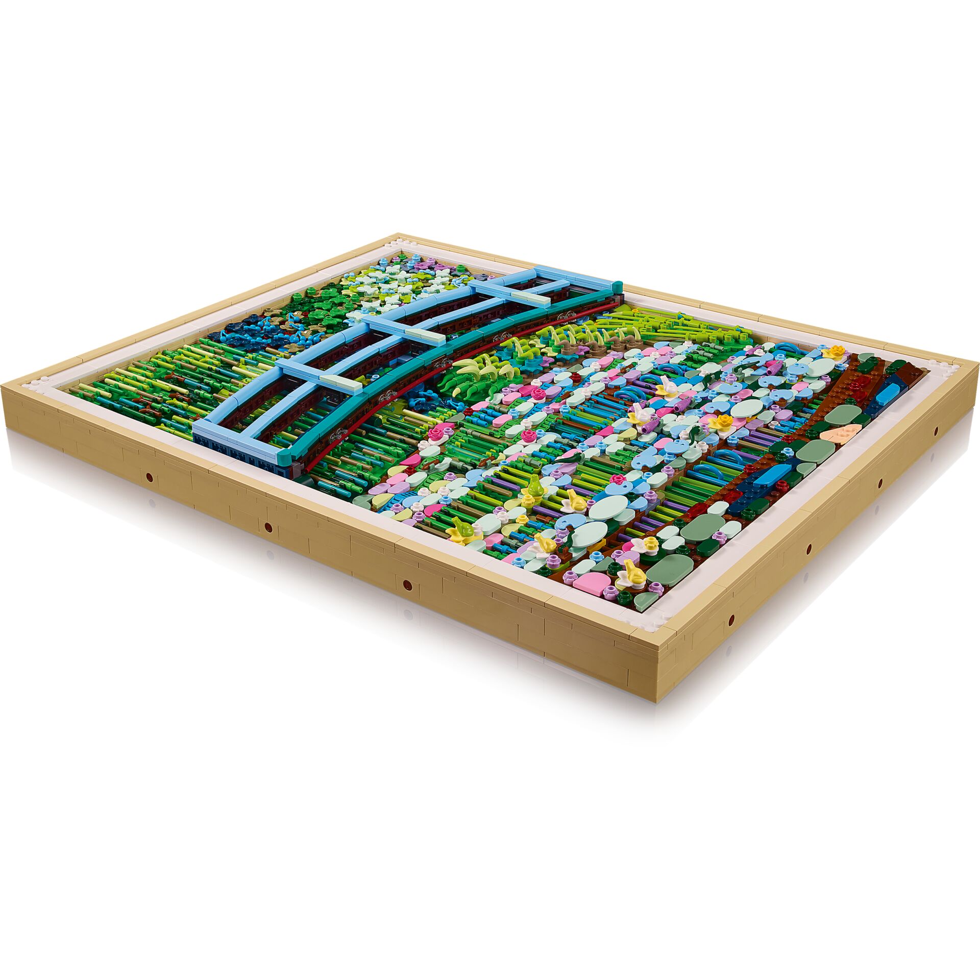 Lego Kunstwerk, Mosaikbrett, Bunte Fliesen, Holzrahmen, Brückenmuster
