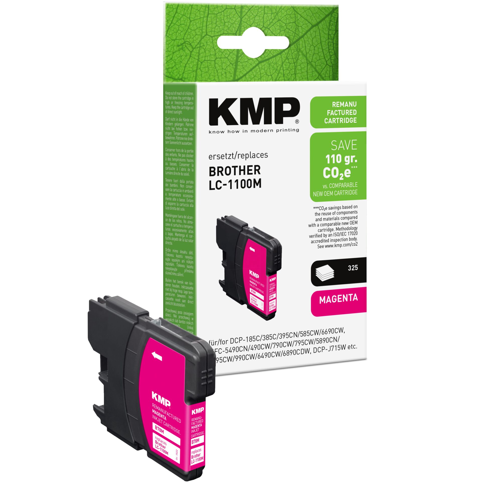 Adapter, Elektronik, QR Code, Tintenpatrone, Magenta, LC-1100M, KMP, Brother-kompatibel