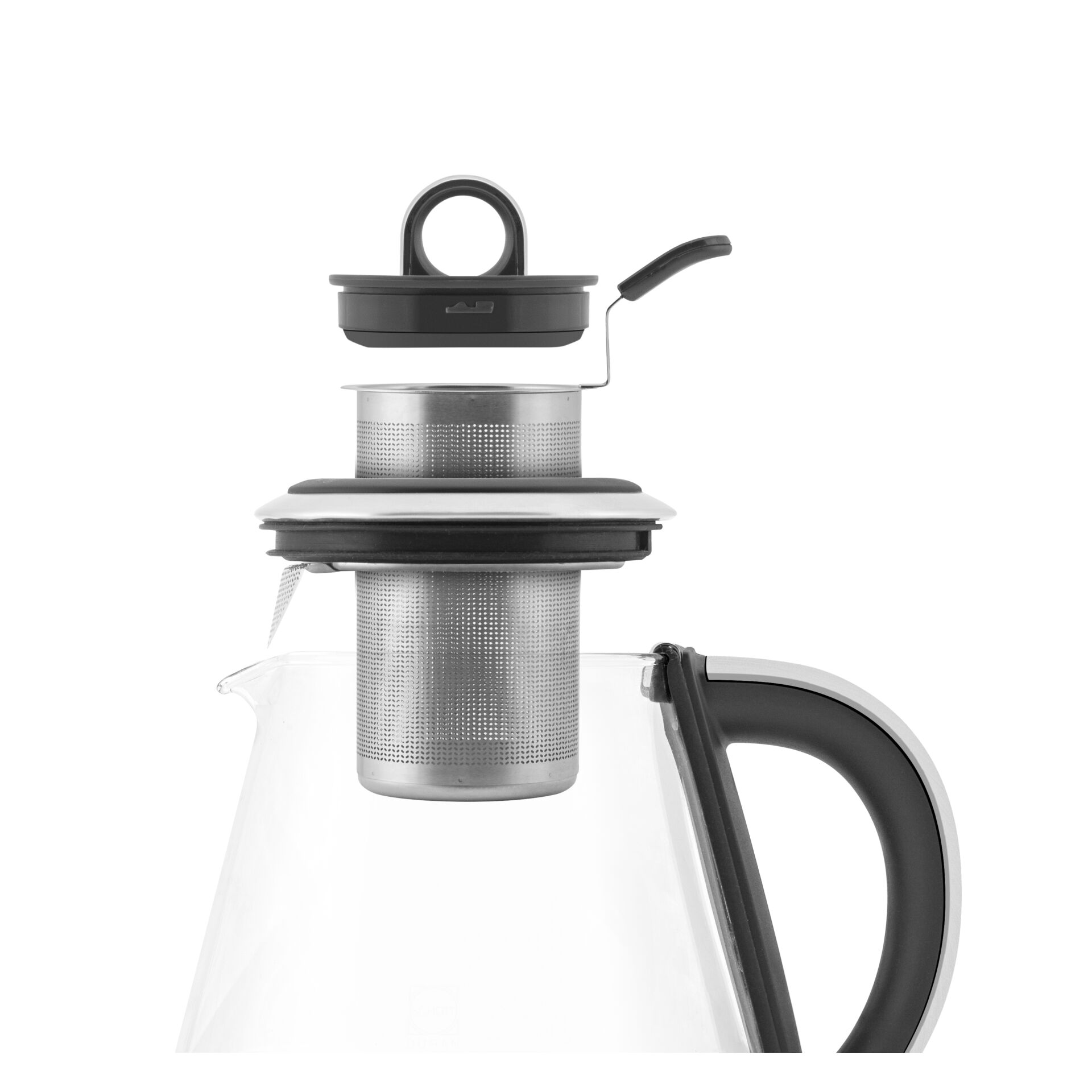 Kaffeekanne, Teesieb, Kanne mit Filter, Gehäuse Edelstahl, Glaskanne