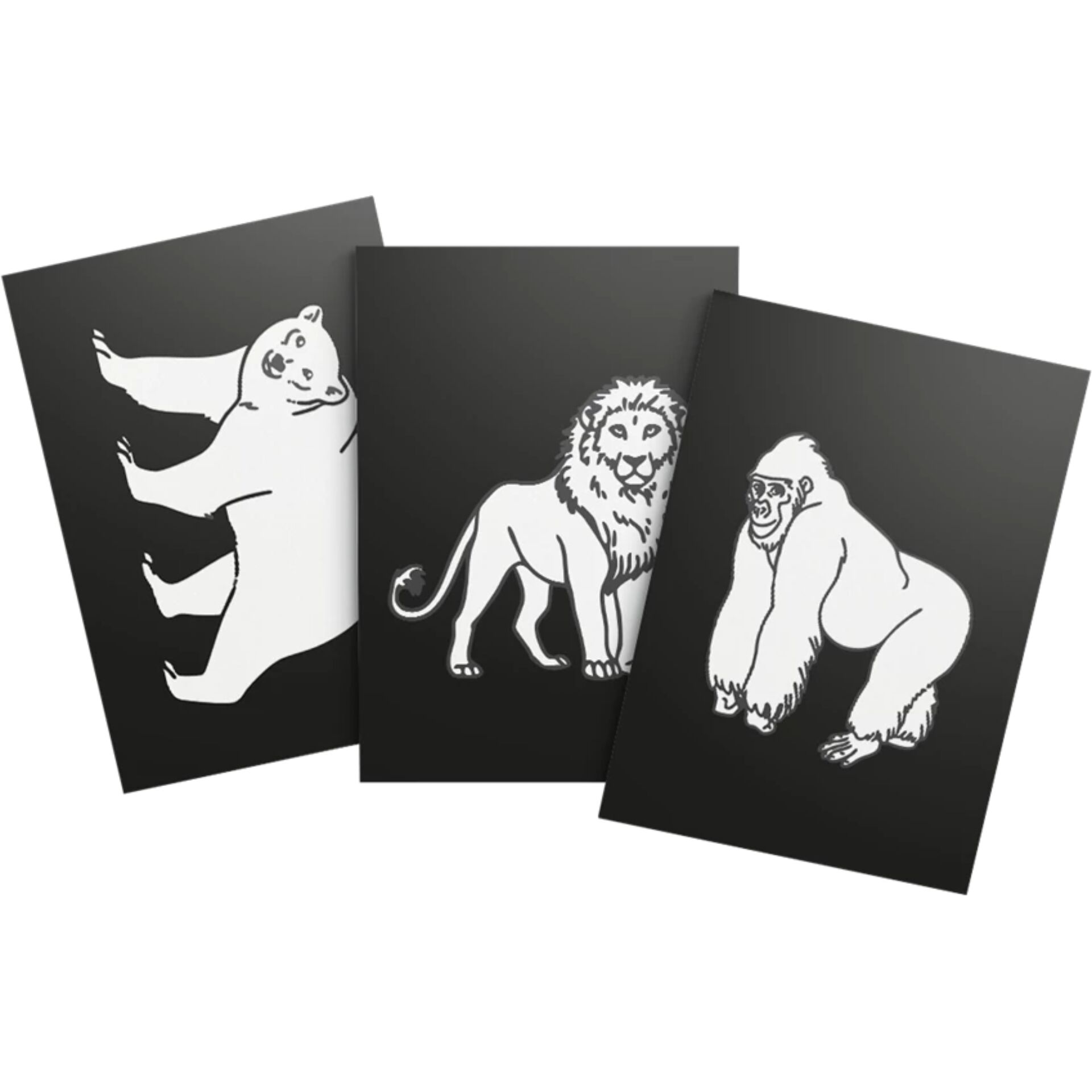 Tierfiguren, Tierbilder, Schwarz-Weiß, Poster, Tierdesign