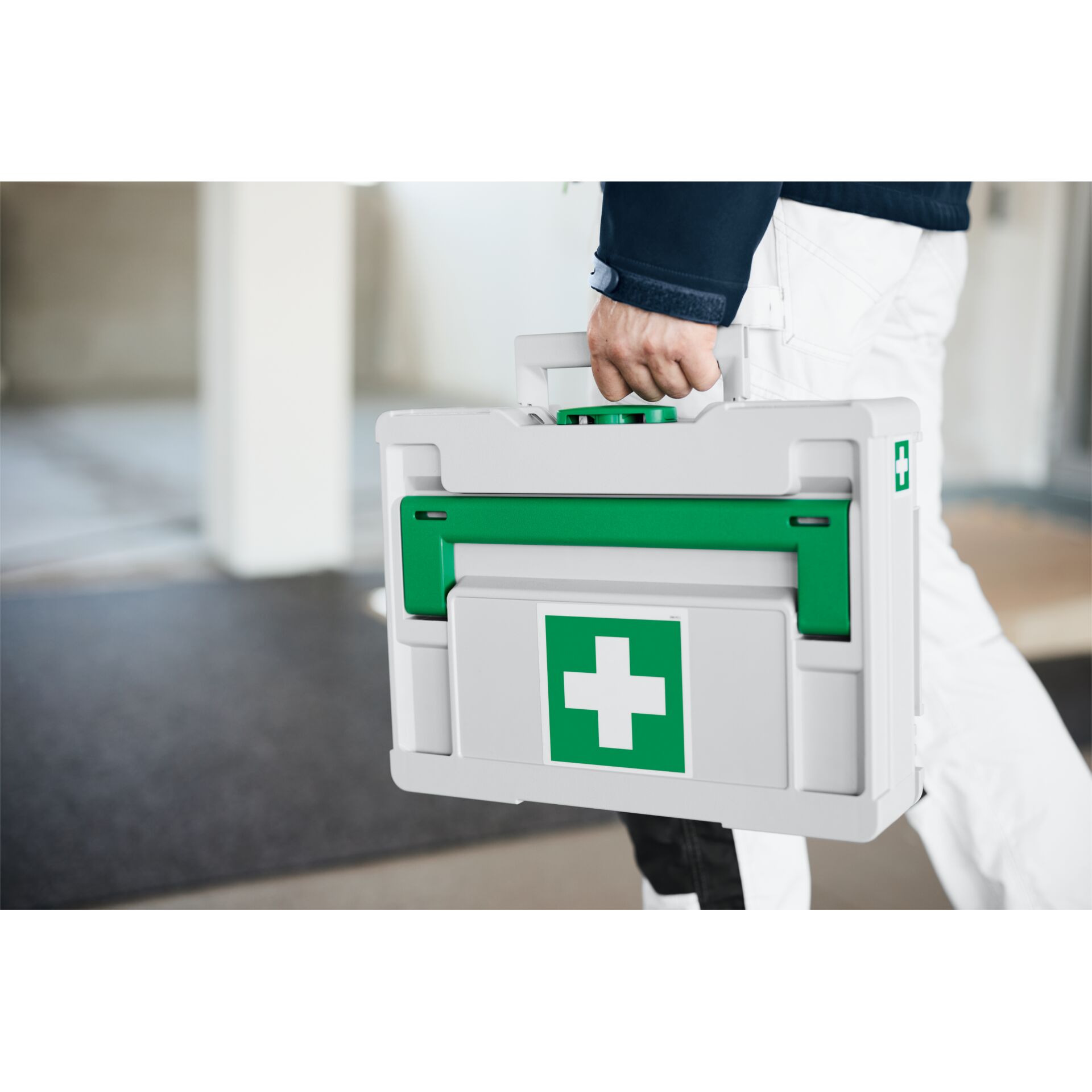 Erste Hilfe, Koffer, Medizinisch, Grün, Schlauchbox