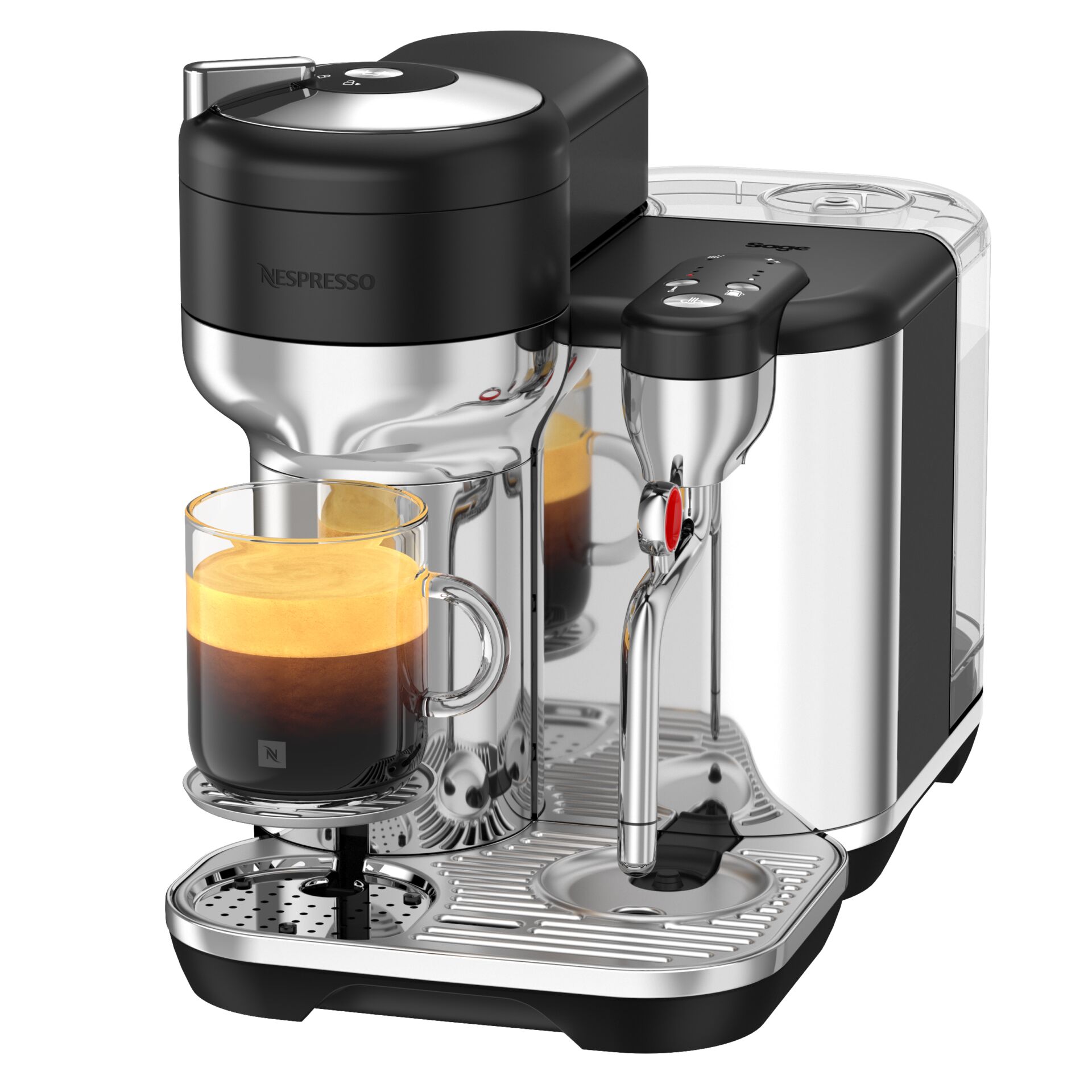 Espressomaschine, Nespresso, Kaffeemaschine, Edelstahl, Portionskaffee, Espresso-Maschine, Kaffeeautomat, Espresso, Milchaufschäumer, Chromedesign, Espresso machine, Kaffeemaschine, Milchschaum, Chromstahl, Edelstahl-Design