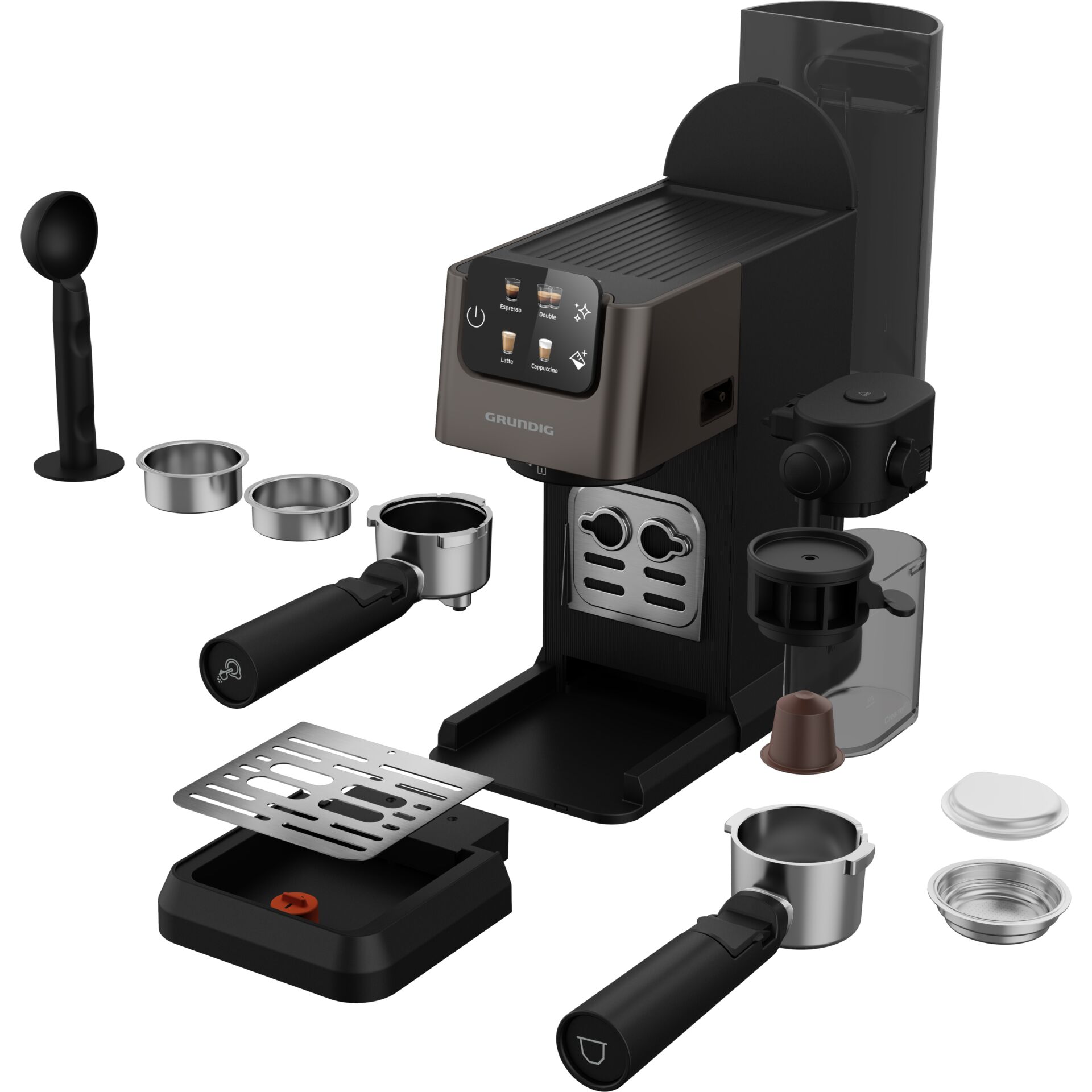 Kaffeemaschine, Espresso-Maschine, Portionsbehälter, Milchaufschäumer, Zubehör
