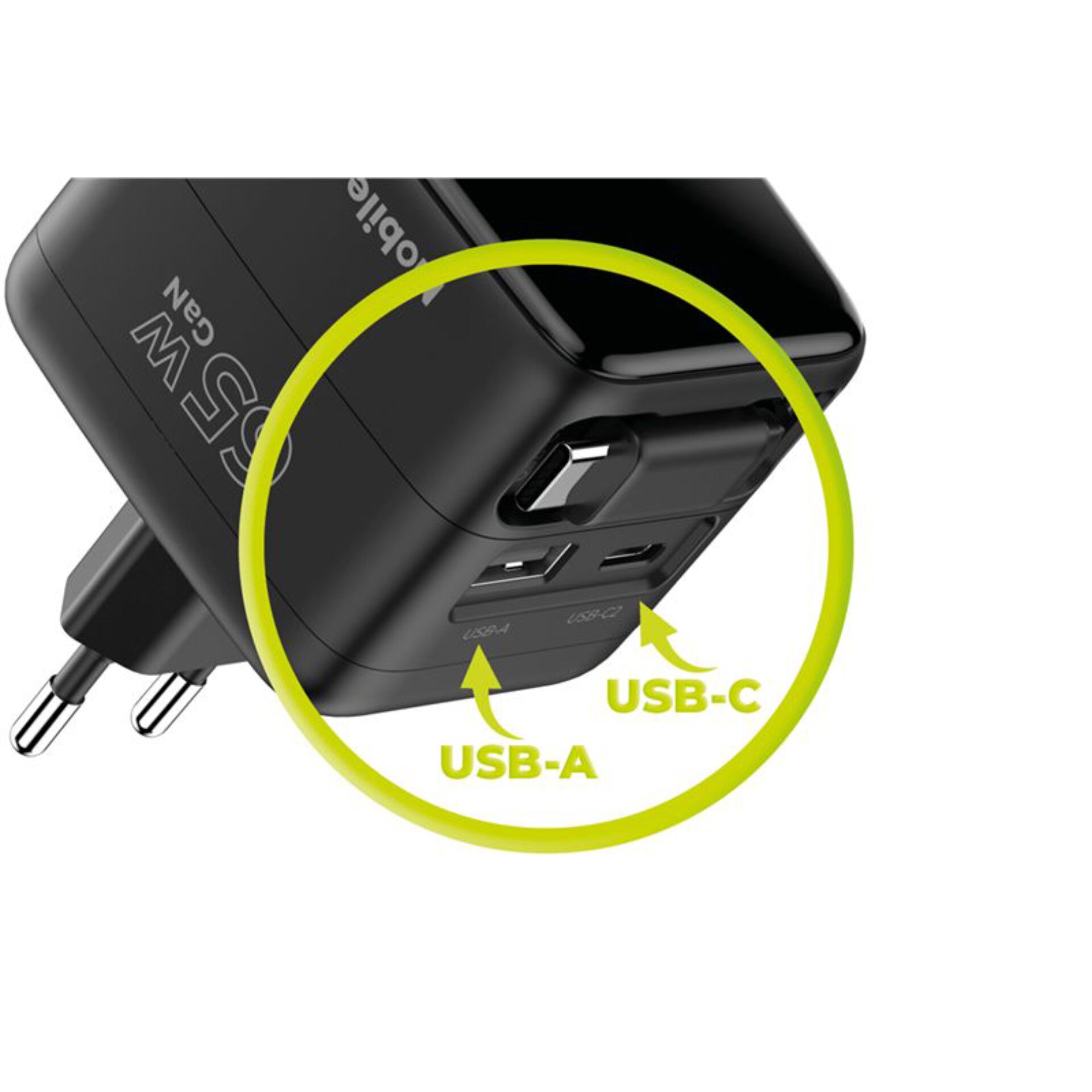 USB-C, USB-A, Ladeadapter, Multi-Port, Schwarz
