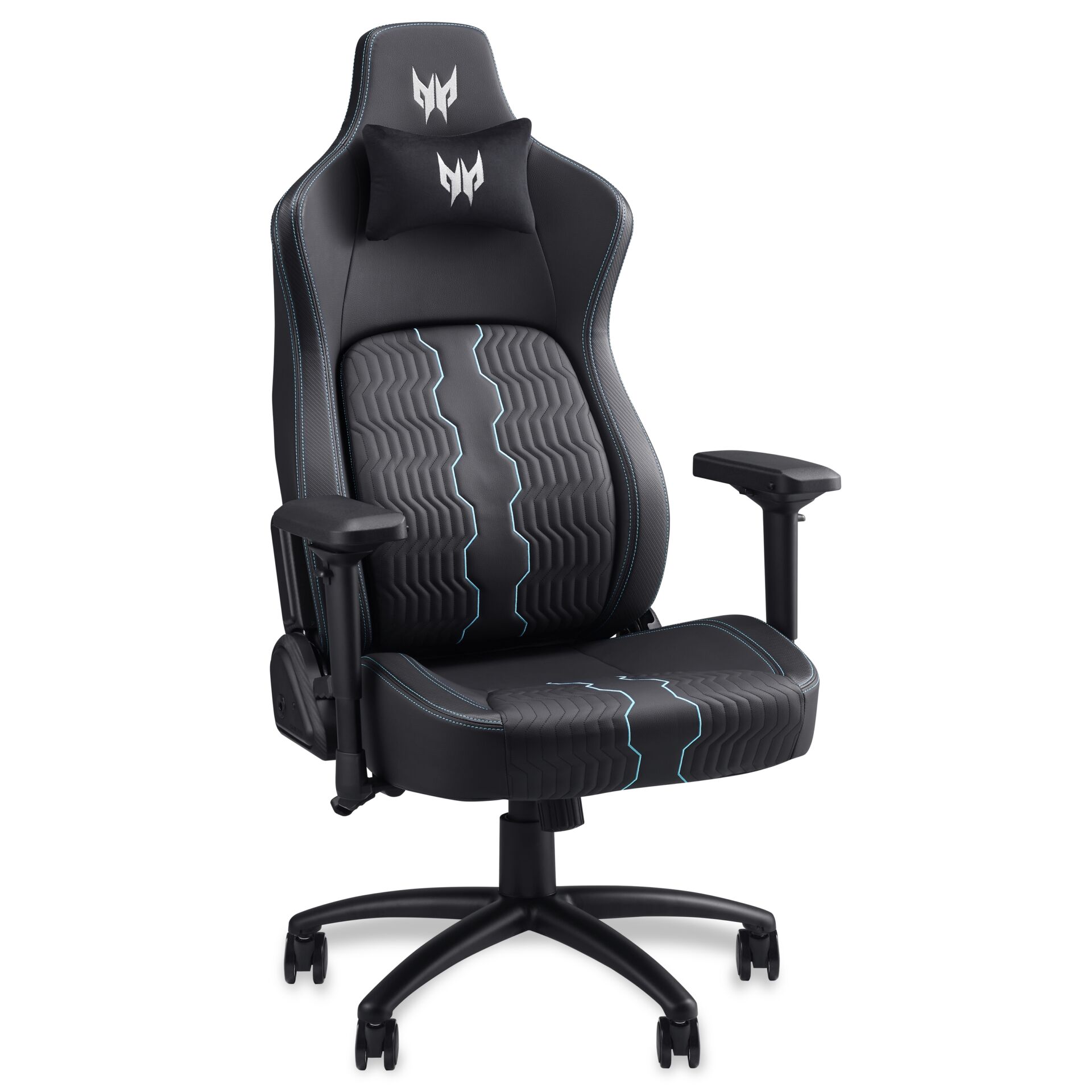 Gaming-Stuhl, Ergonomischer Stuhl, Schwarz, Rückenstütze, Füße mit Rollen