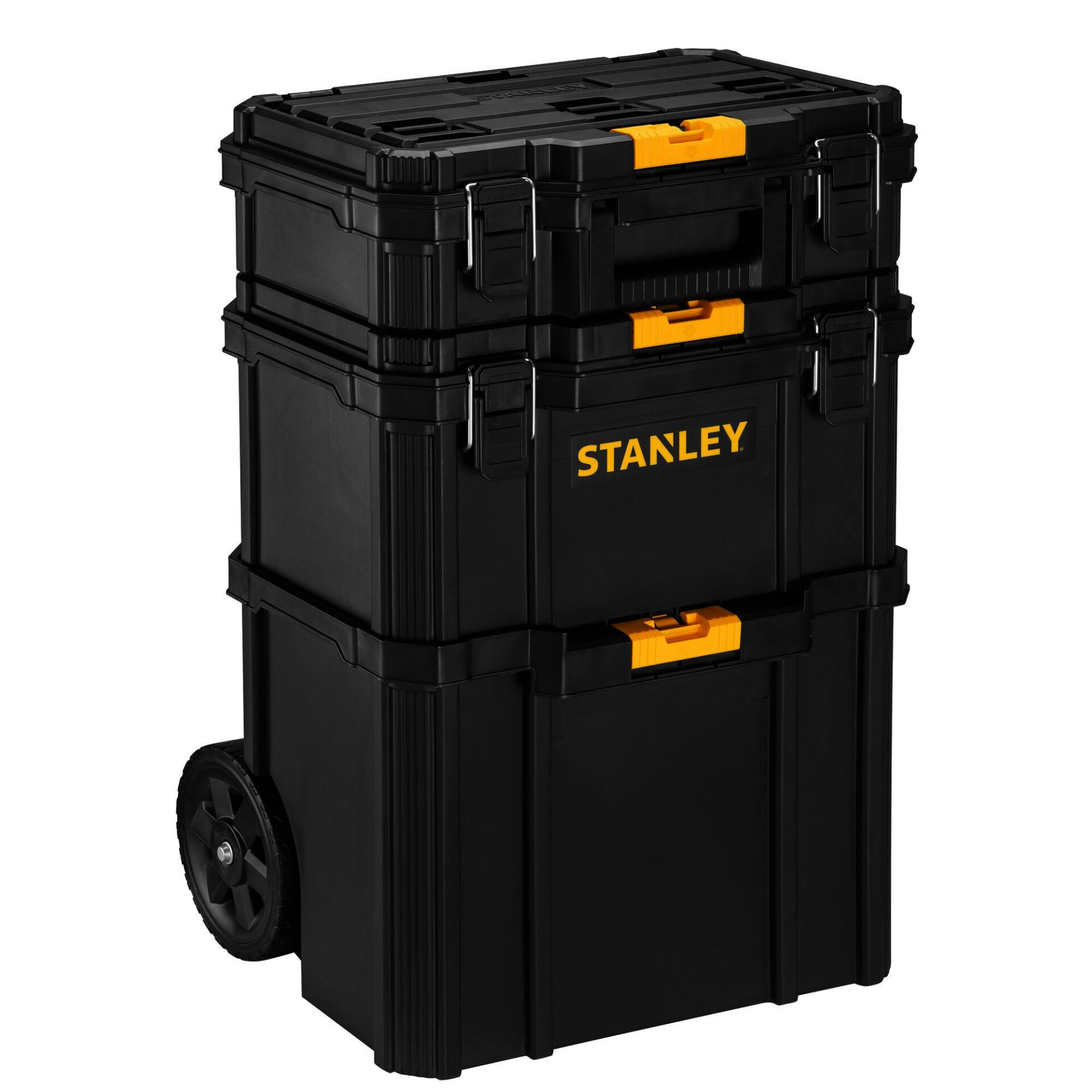 Werkzeugkiste, Kunststoffkiste, Rollkiste, Stanley, orange Akzente