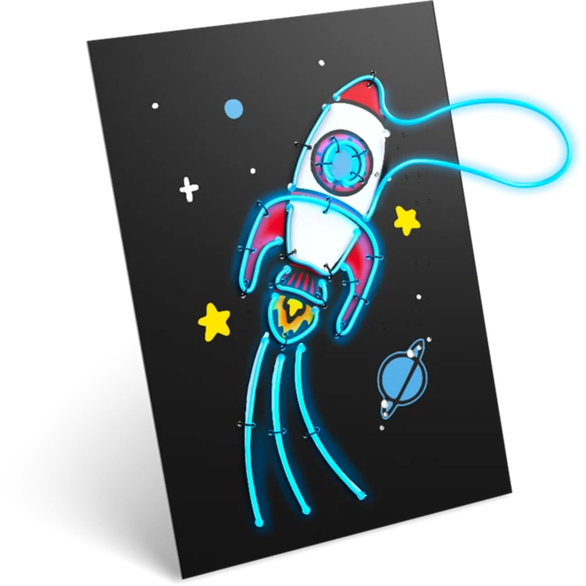 neon, Rakete, Weltraum, Karte, Aufkleber