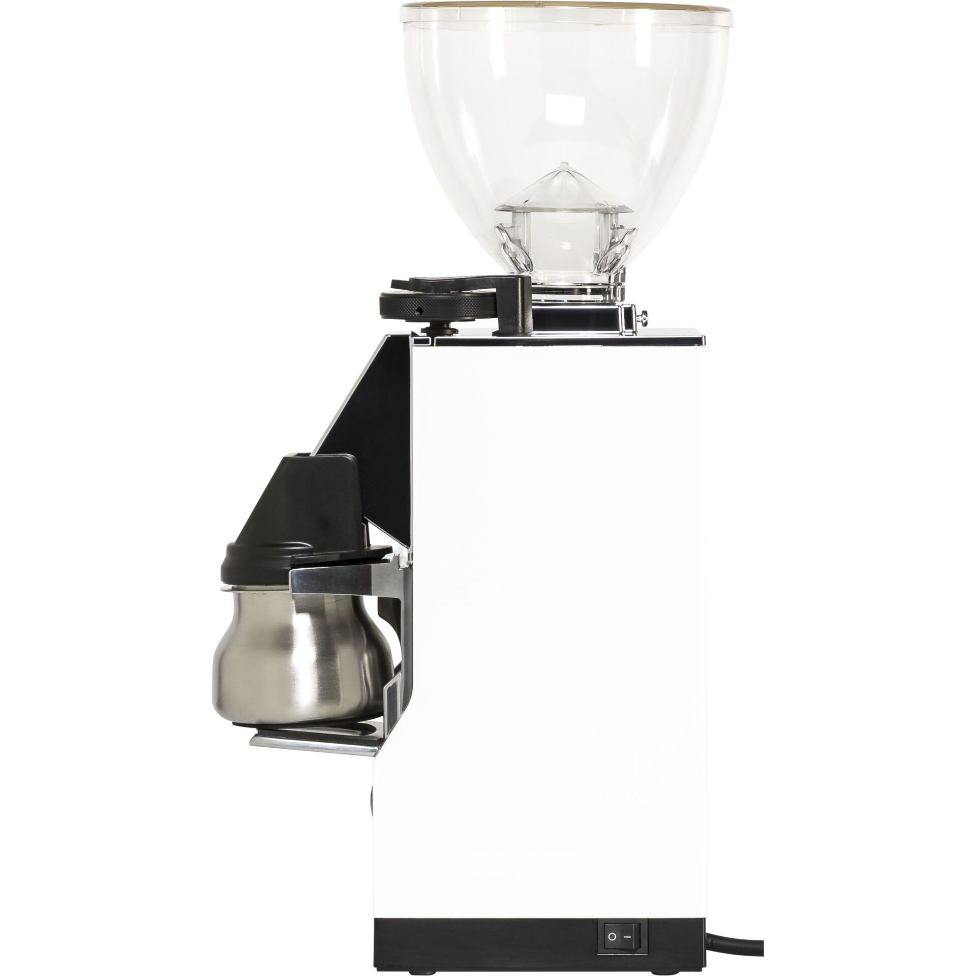 Espresso-Mühle, Kaffeemühle, Metallgehäuse, Glashopper, Ein/Aus-Schalter