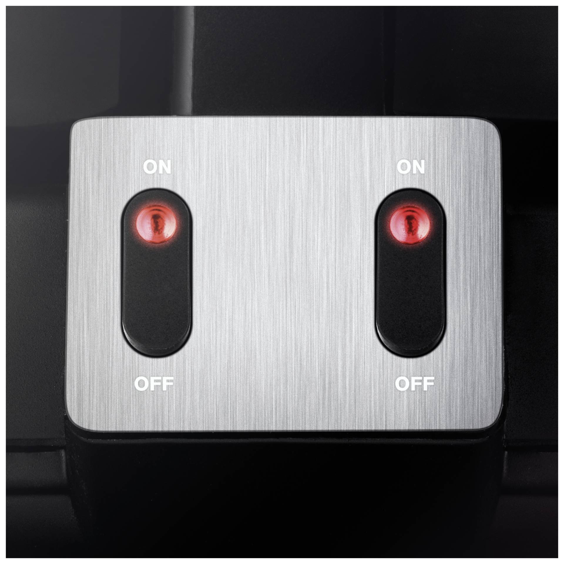 Schalter, An/Aus, Metallplatte, Rote LED, Zwei Schalter