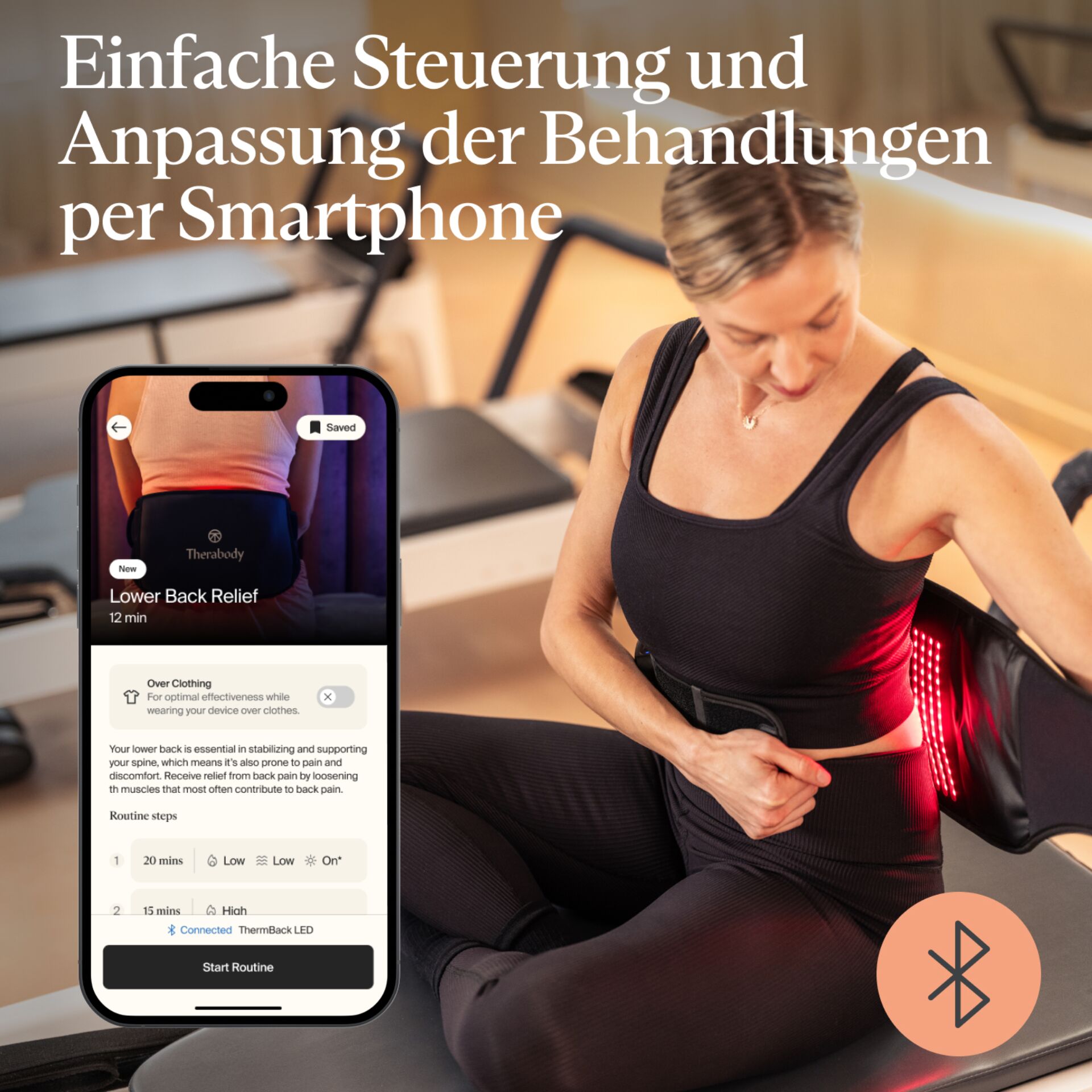 Fitness, Rückenrelief, Gerät, LED-Licht, Bluetooth