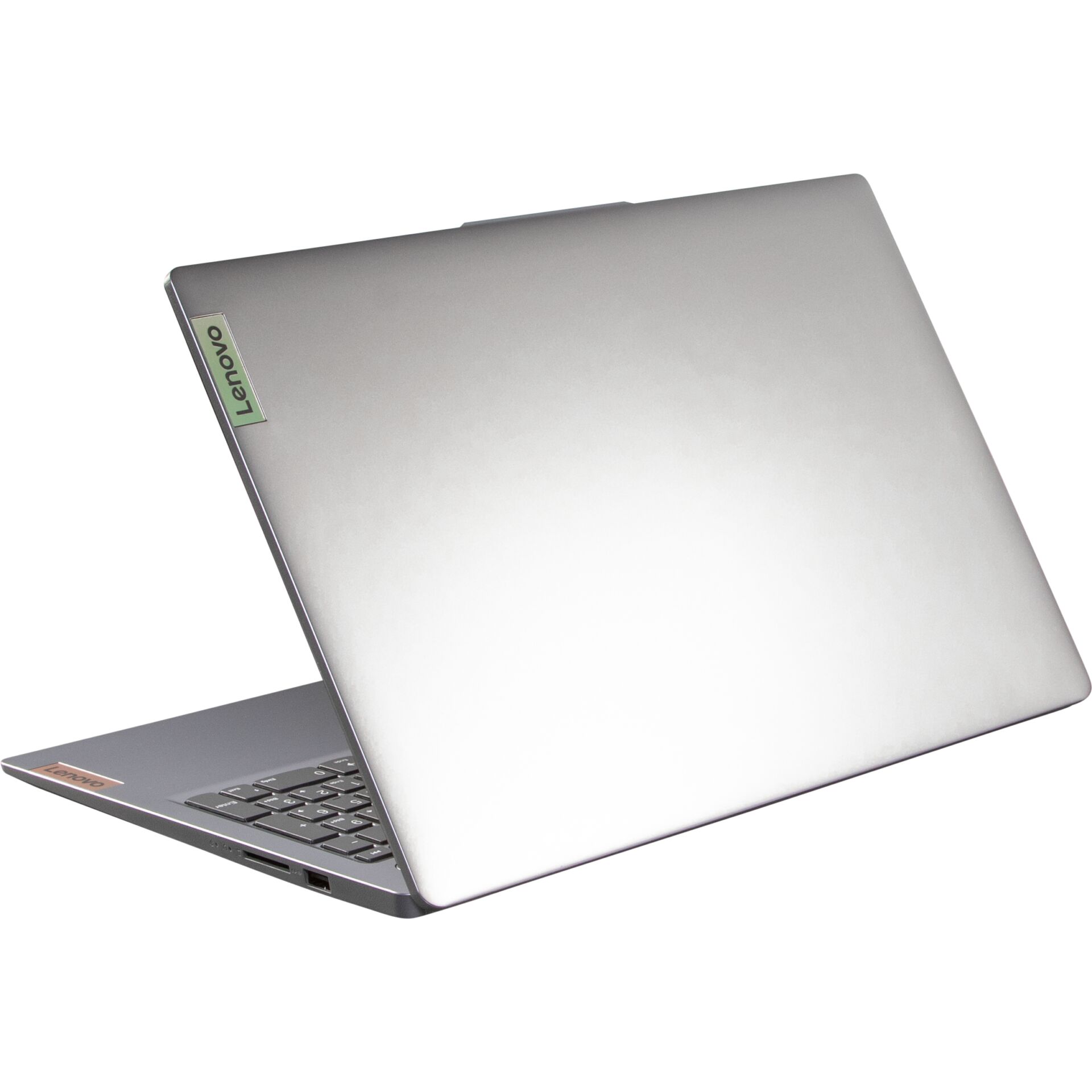 laptop, silver, hinged, USB, Lenovo
