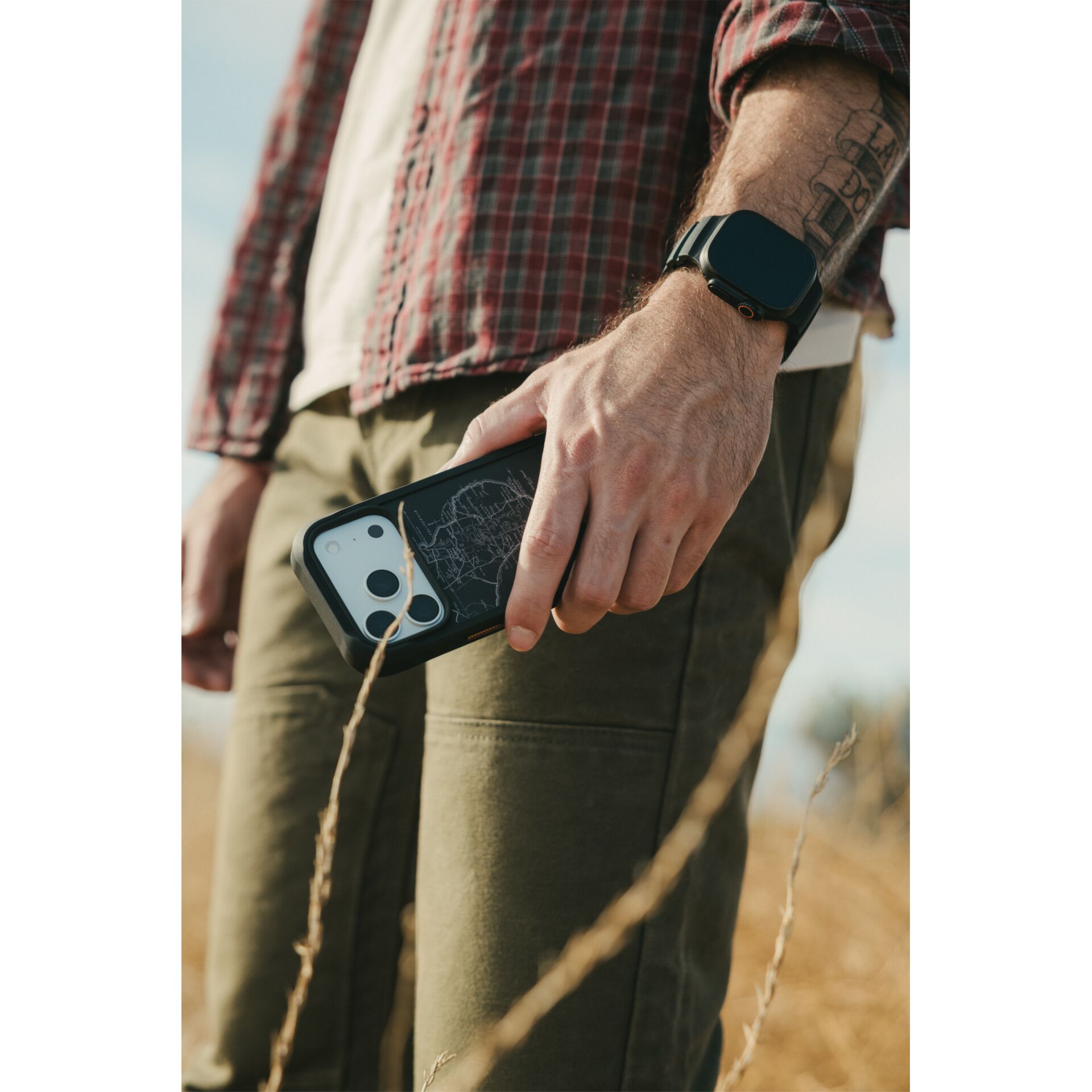 smartphone, Hülle, schwarz, Tattoo, Uhr