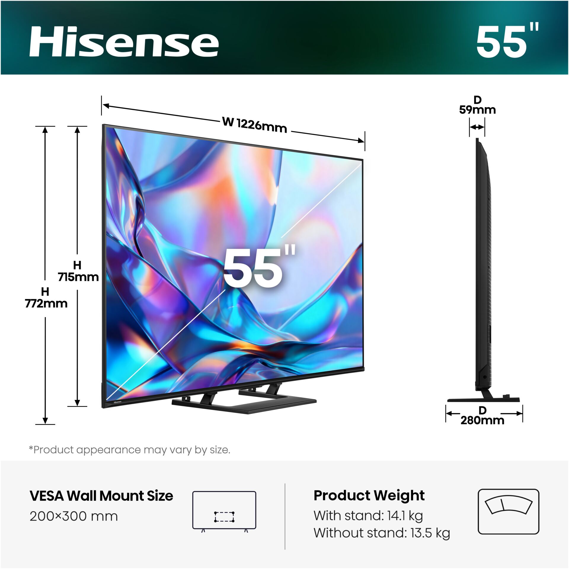 55 Zoll, LED-TV, 55" Monitor, ultra schmal, Ständergrundlage
