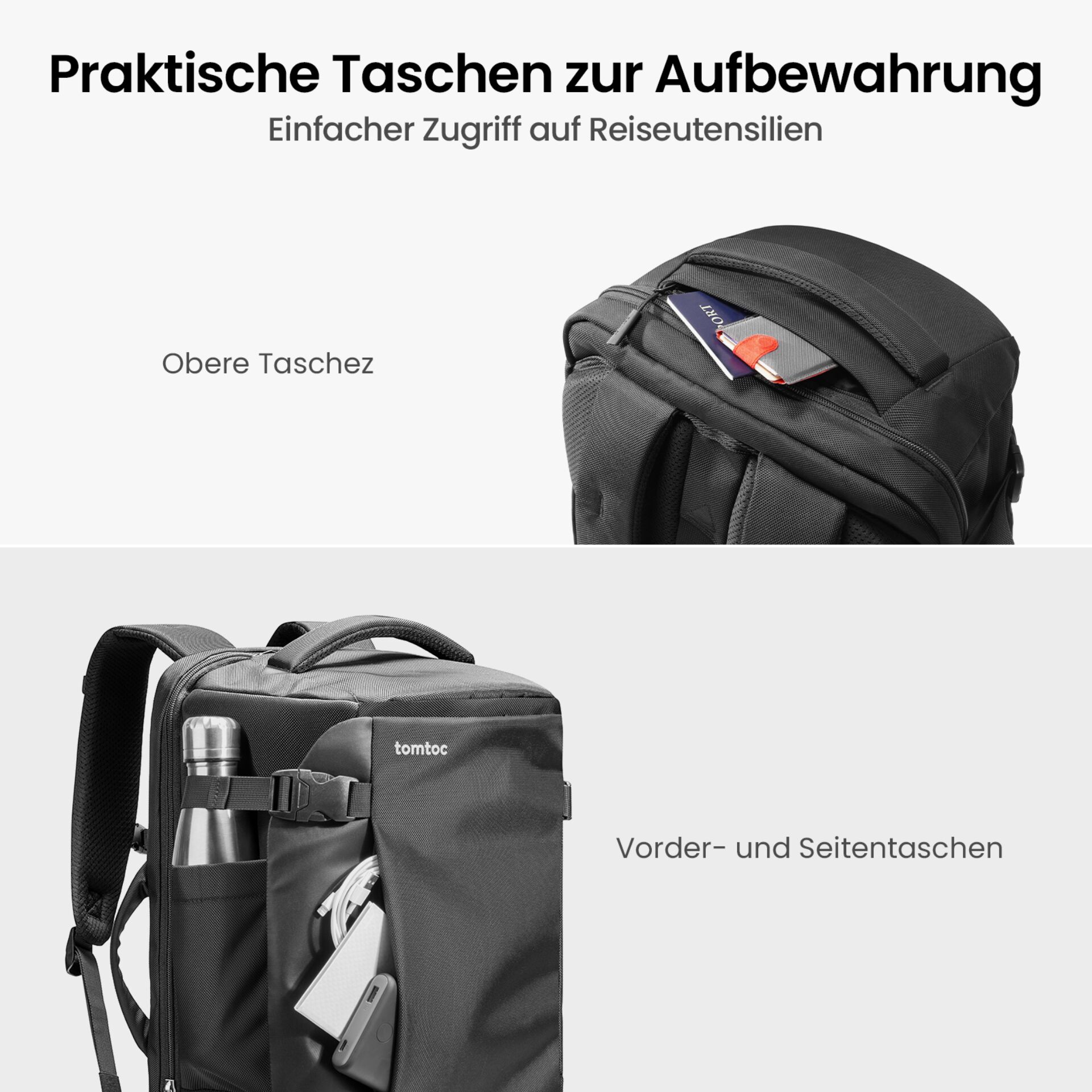 Rucksack, Tasche, Laptop-Rucksack, Vordertasche, Seitenfach
