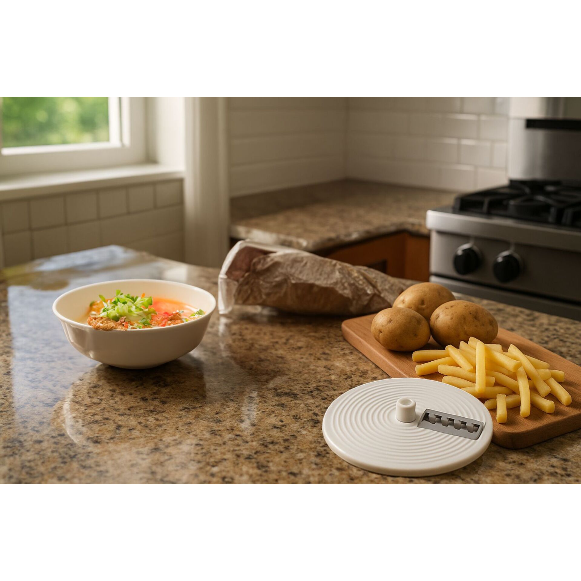 spoon, Schüssel, Chili, Kartoffeln, Pommes