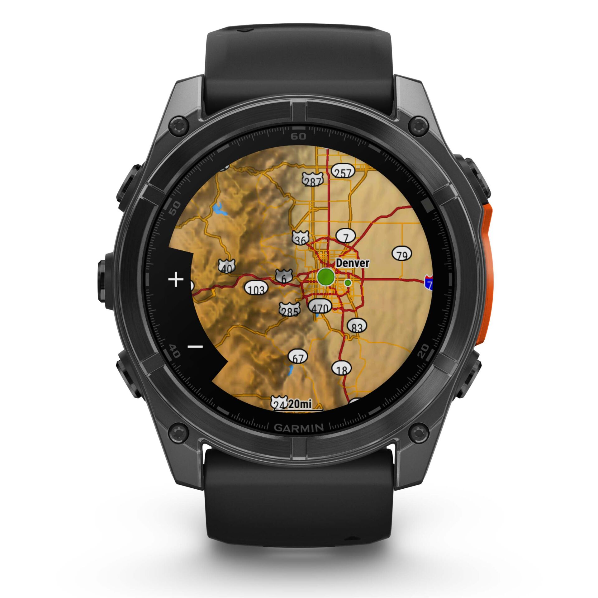 Uhr, Smartwatch, GPS, Karte, schwarzes Armband